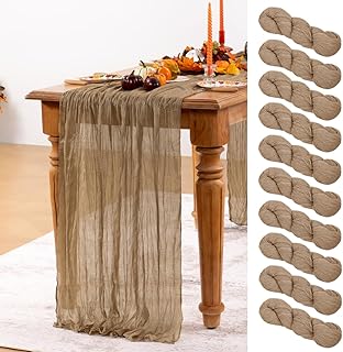 Nude Cheesecloth Table Runner 10 Pack Fall Table Runners Boho Gauze 120 Inches Coffee Cheese Cloth Fall Table Decorations for Thanksgiving Wedding Bridal Baby Shower Tea Party Decor