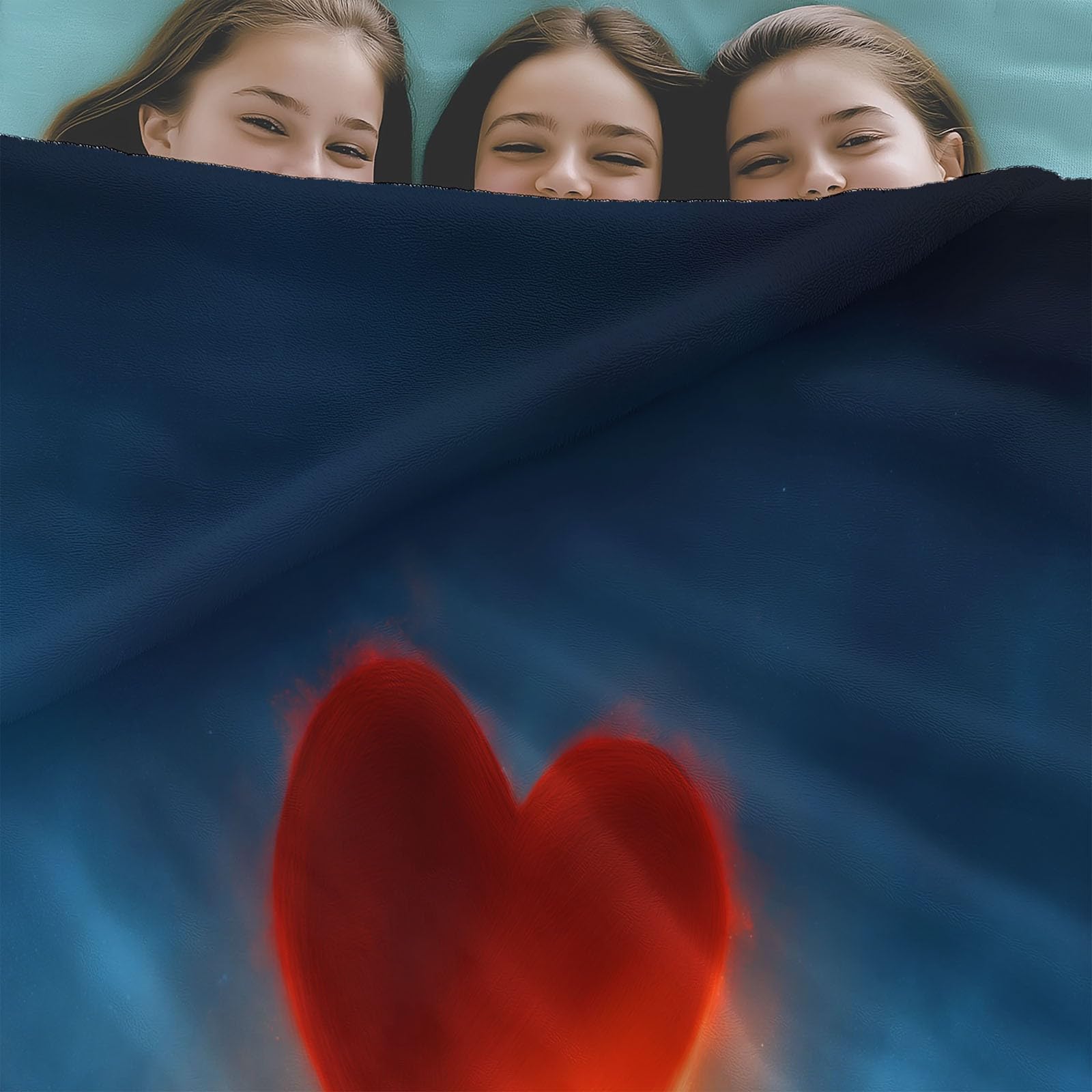 Coperta 180 x 200 cm Motivo A Forma Cuore Con Cielo Stellato Da Sogno Coperta Sherpa Spessa e Calda, Plaid di Flanella Morbida e Soffice Blu Navy, Plaid per Divano Dormire Ufficio