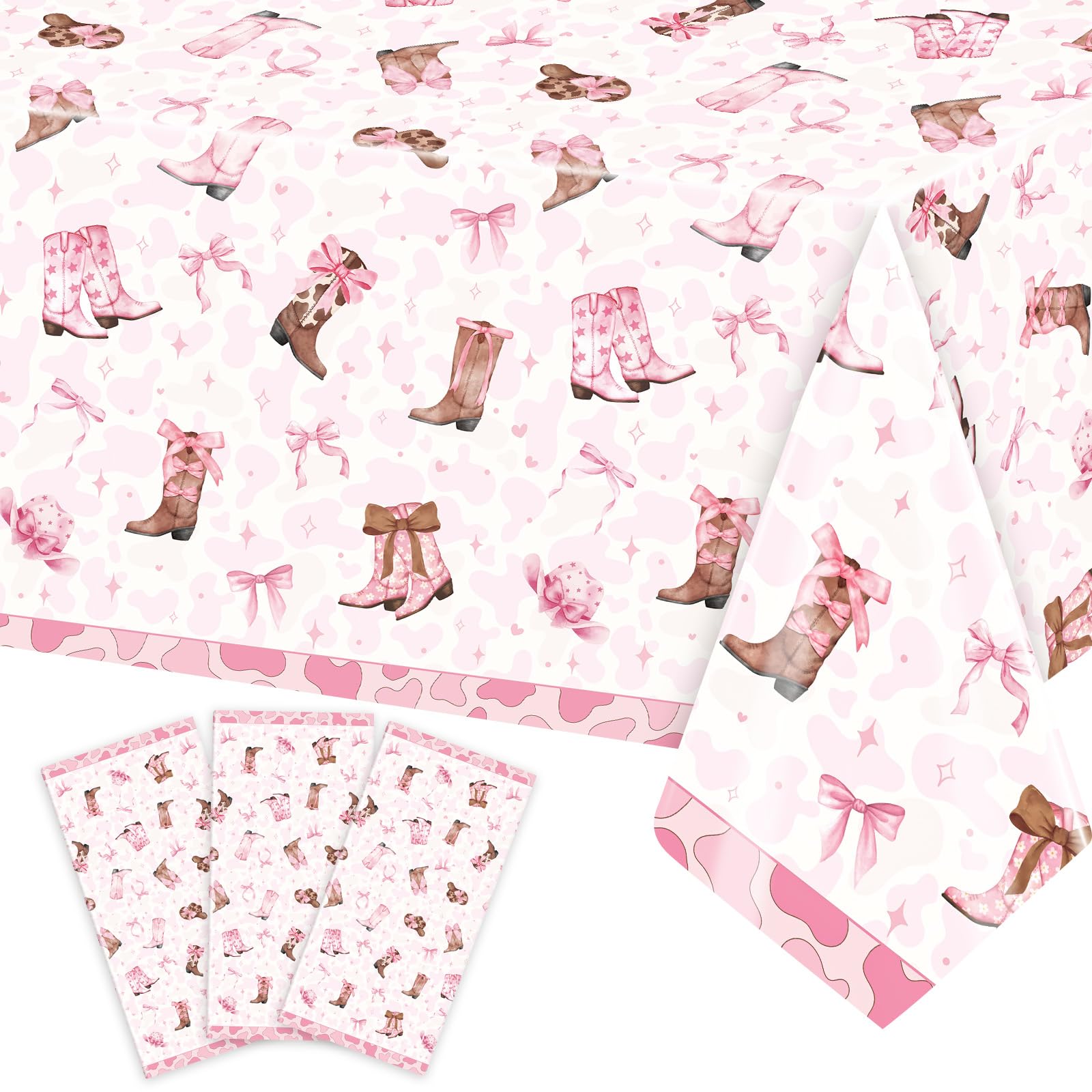 Nappe cowgirl rose grand format jetable motif occidental 3pcs