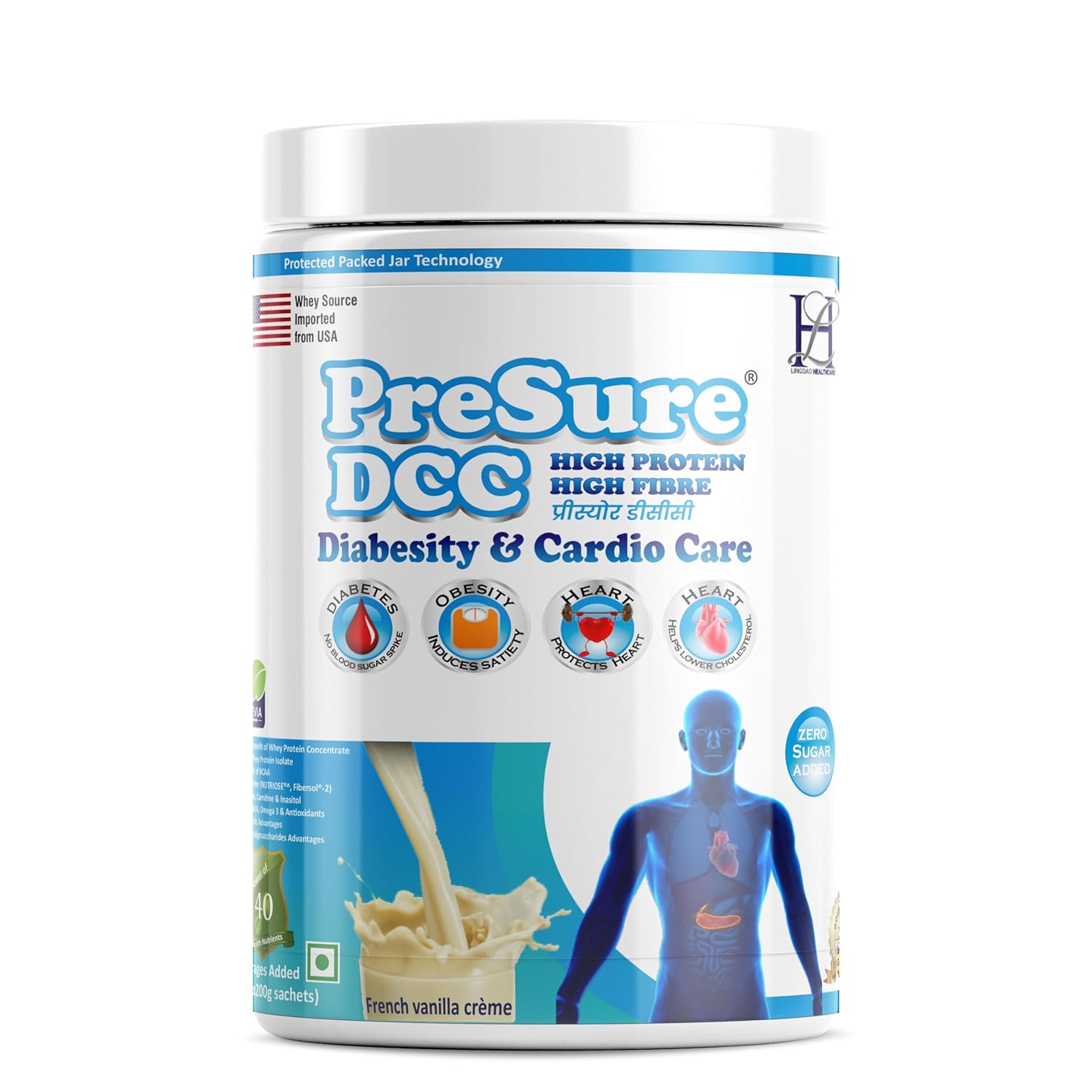 Diabesity & Cardio Care specialized formula for individuals with Diabetics, Cardiac & Weight Management whey protein French Vanilla Cream Flavour 400GM