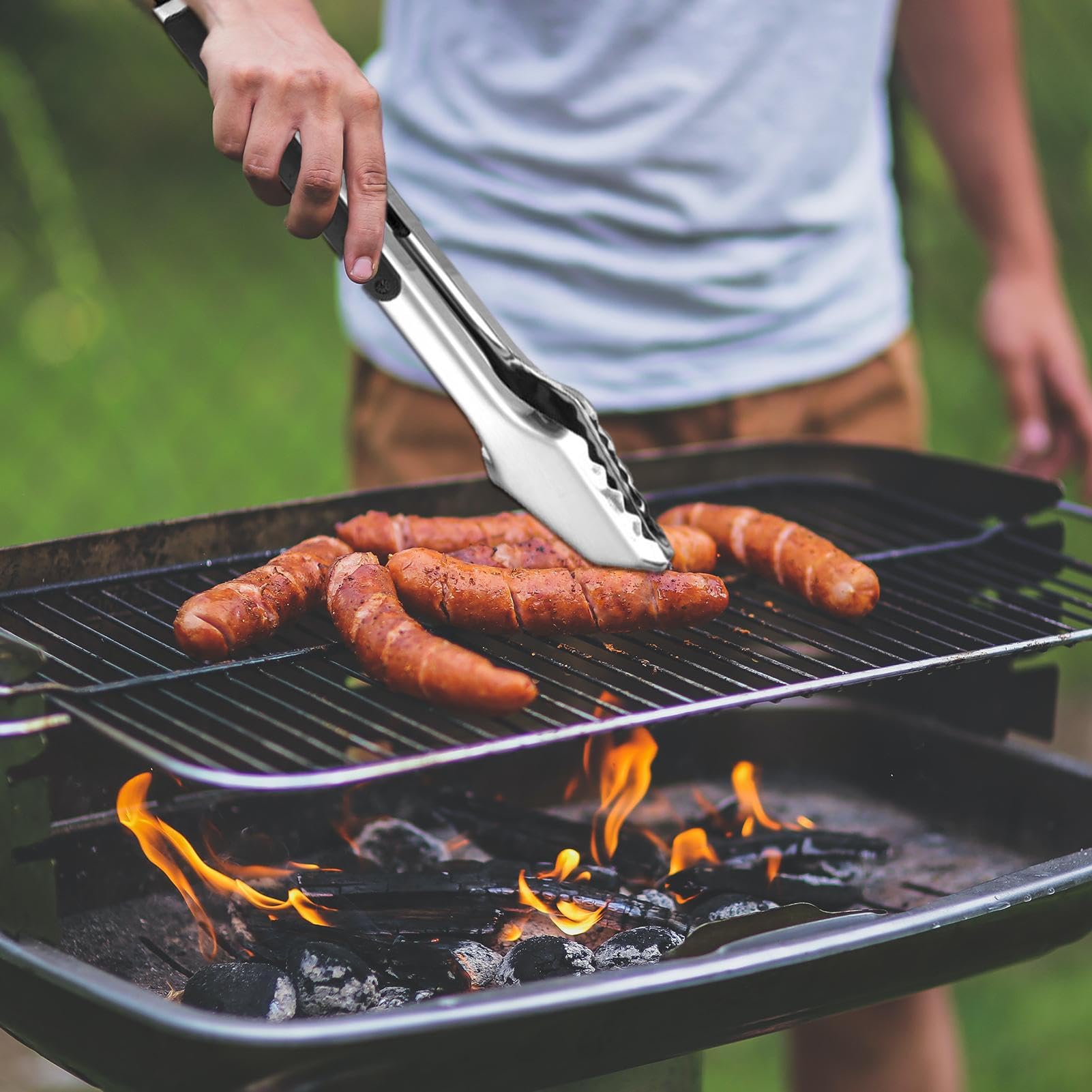 Amazon | BBQ調理用グリルトング - 耐久性の高いステンレス鋼の