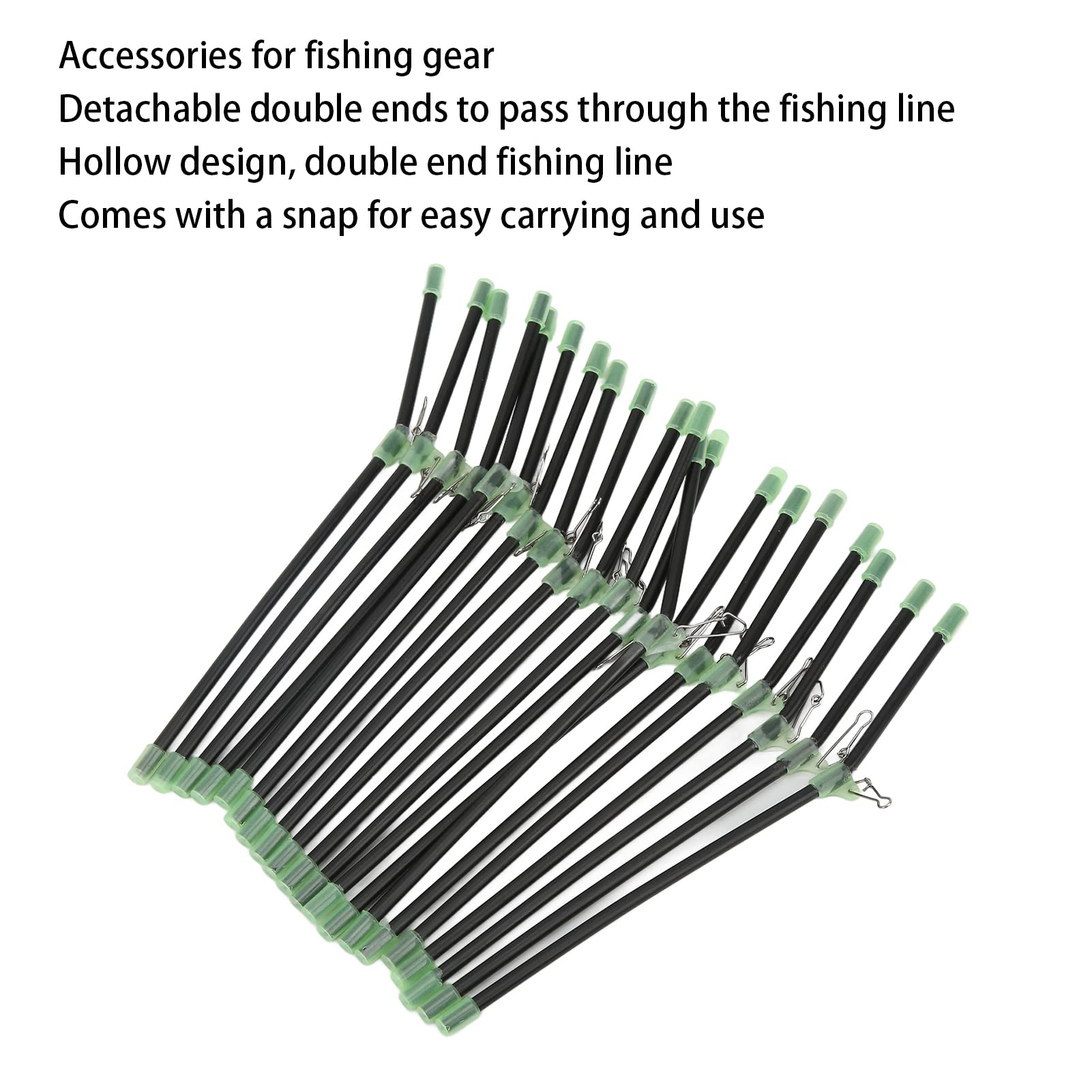 20 sztuk wędkarstwa morskiego Anti Feeder Boom z Snaps Tube Balance Connector Fish Tackle (czarne tworzywo sztuczne)