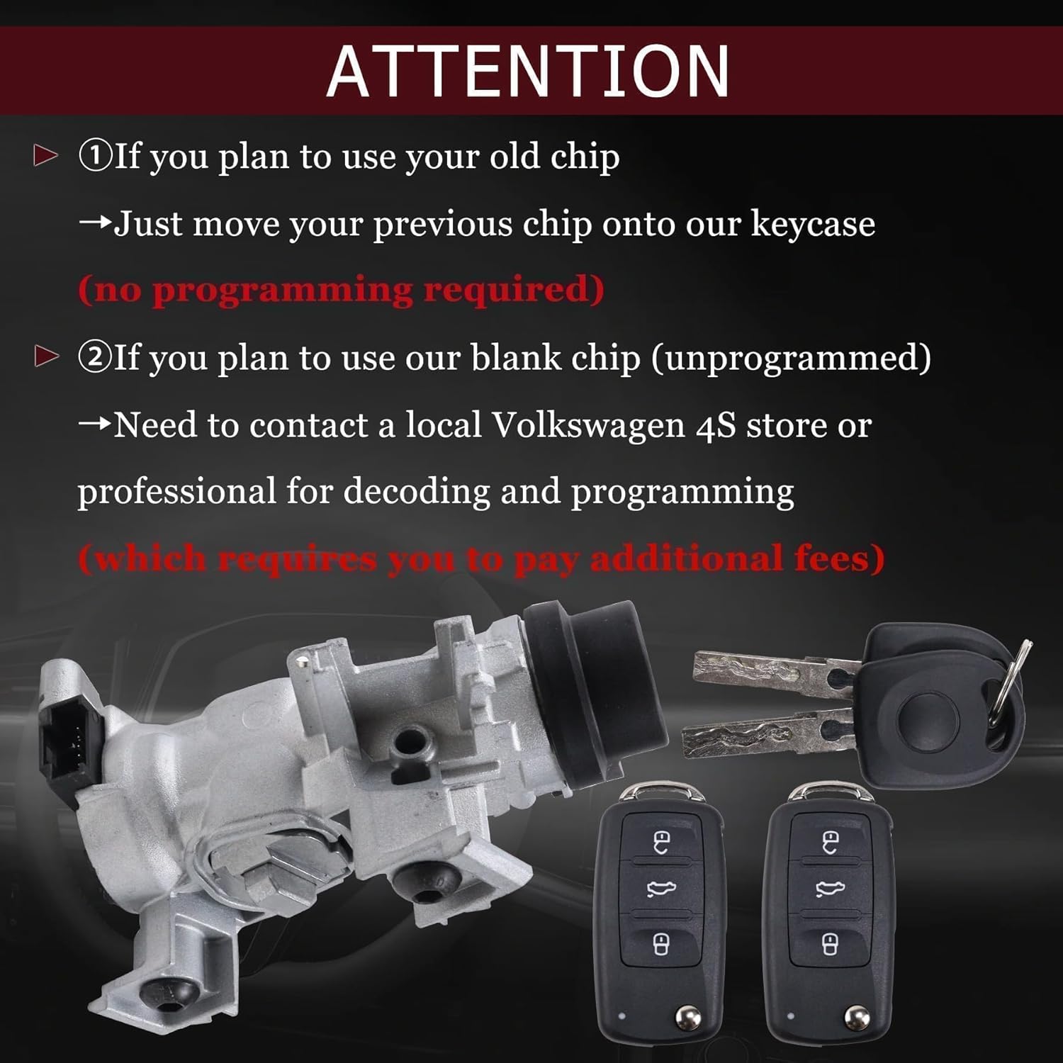 1K0905851B Ignition Switch Lock Cylinder with Key fit for MK6 2006-2008 2009-2018 VW Jetta, 2004-2007 2010 2011 Tiguan Ignition Starter Switch - Image 5