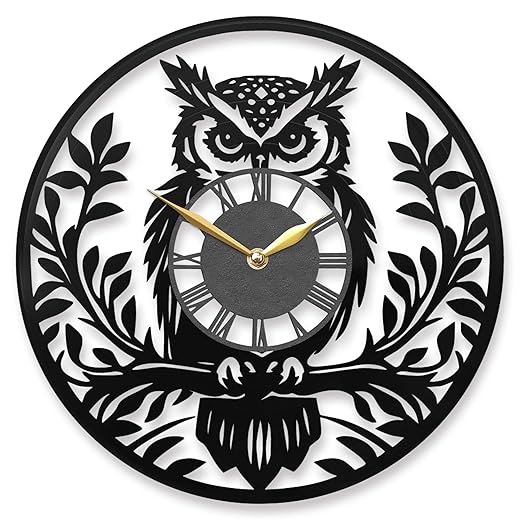 Owl Wall Clock Forest Animal Decor Color Changing Gift for Owl Lovers Wisdom Themed Nighttime