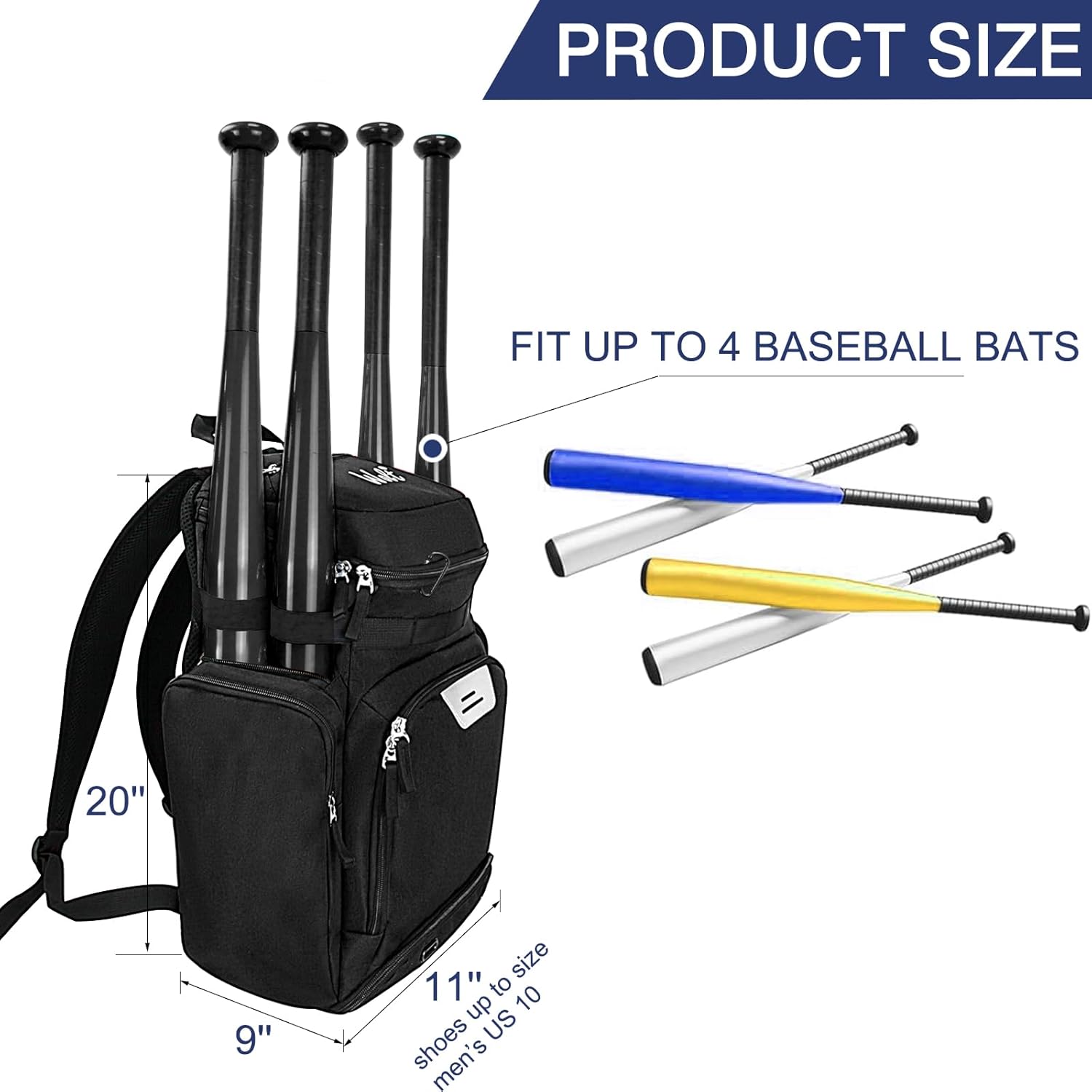 WOLT Baseball Bag Backpack for Youth and Adults-Softball Bag with Separate Helmet Compartment and Shoes Pocket,Multifunctional Sport Backpack for Baseball, Volleyball,Basketball, Soccer - Image 5