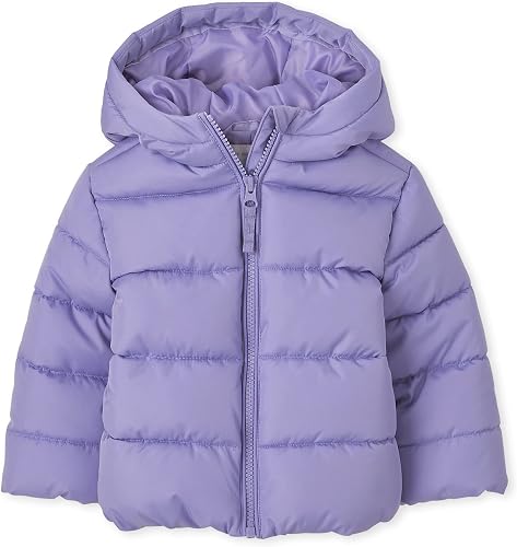 The Children's Place Baby Girls and Toddler Medium Weight Puffer Jacket, Wind, Water-Resistant, Lavender, 3T