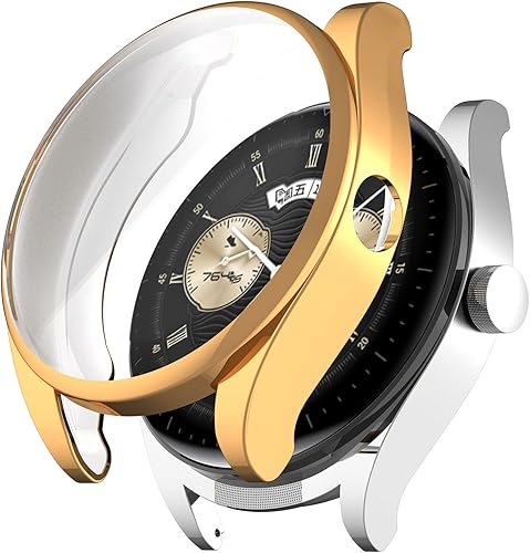 Miniatura 7 de FitTurn Funda de reloj para HUAWEI Watch Buds con protector de pantalla de TPU ultra fino transparente HD integrado, carcasa de color de metal