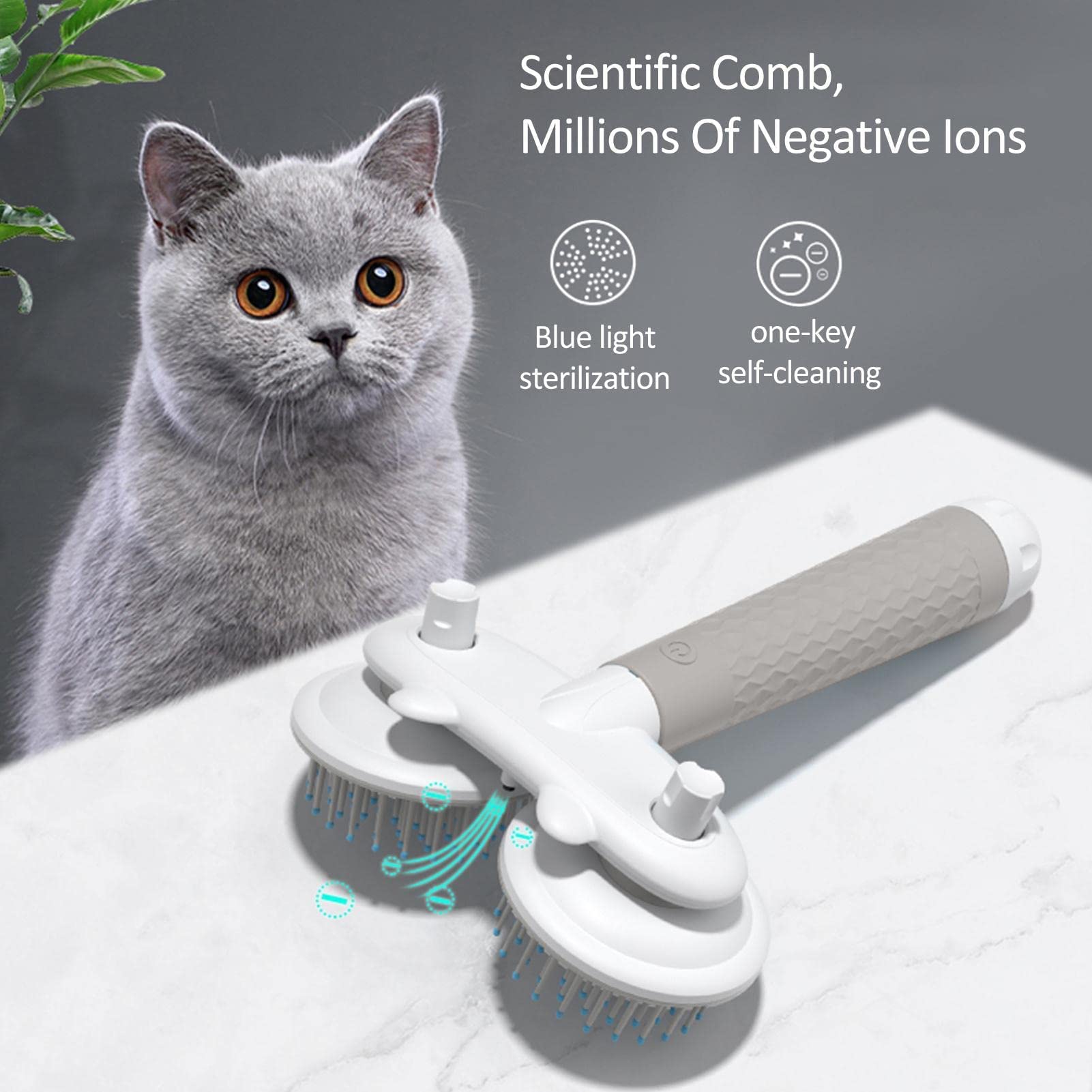 Cepillo para mascotas Cepillo para perros y gatos Cepillo para mascotas con dientes densos Cepillo para perros y gatos para mudar el aseo - Cepillo de pelo para gatos de dos cabezas Cepillo suave para