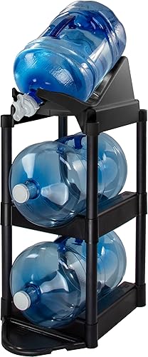 Bottle Buddy Cascada Pour & Store System Sistema de botella de agua, estante de almacenamiento de jarra de 3 niveles de 5 galones con protector de