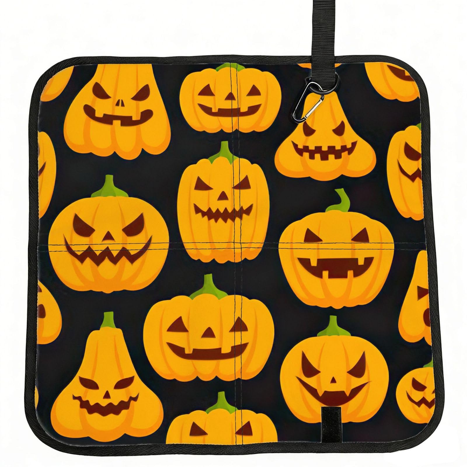 bghdfa Halloween Pumpkin Patterns Print Outdoor Sitting Mat Waterproof Oxford Cloth Seat Cushion Folding Foam Camping Seat For Picnic
