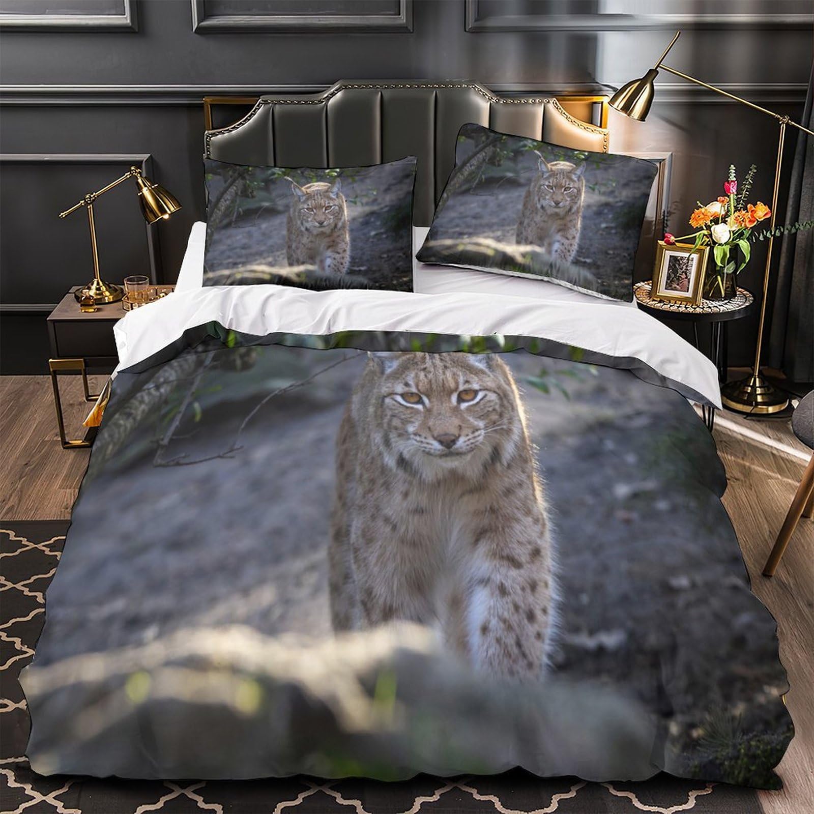 Housse de couette chat sauvage hypoallergénique et douce pour ado