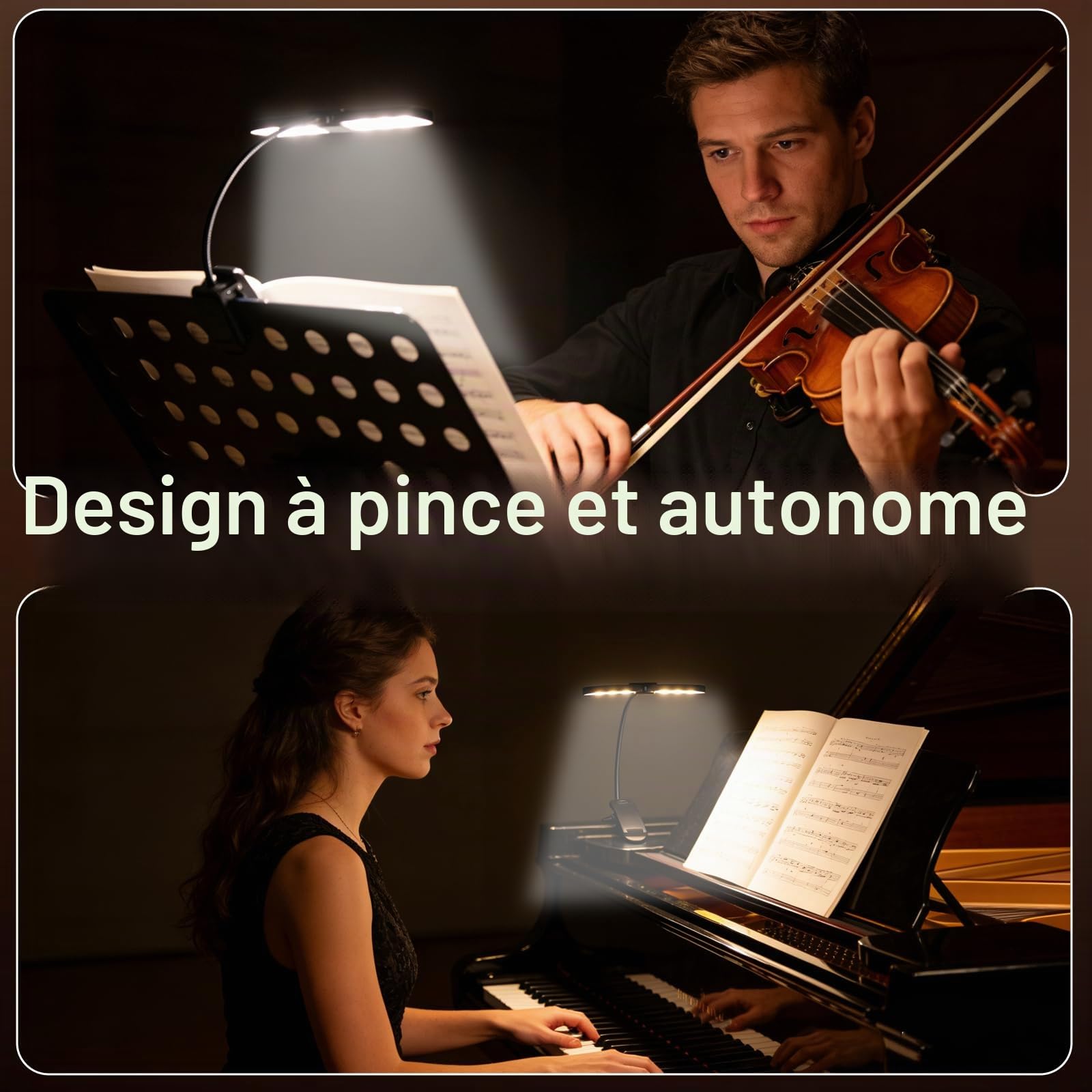 Lampe de pupitre à cliper rechargeable, lampe de piano super lumineuse à 18 LED, rechargeable par USB-C, 3 températures de couleur × 9 niveaux de luminosité, parfaite pour le piano, les livres, les