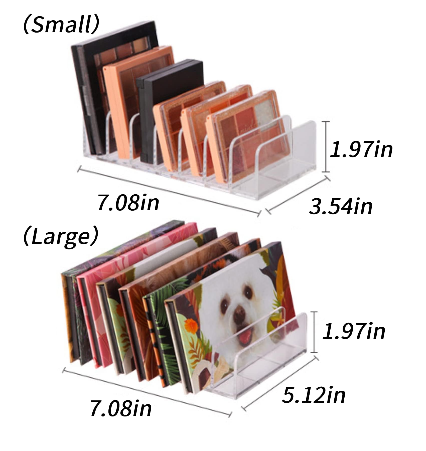 wdcfxy 2-Pack Clear Cosmetic Organizers for Makeup Storage - Stackable Eyeshadow Palette Organizer Trays, Countertop & Drawer Makeup Organizer for Bathroom Vanity, Sunglasses