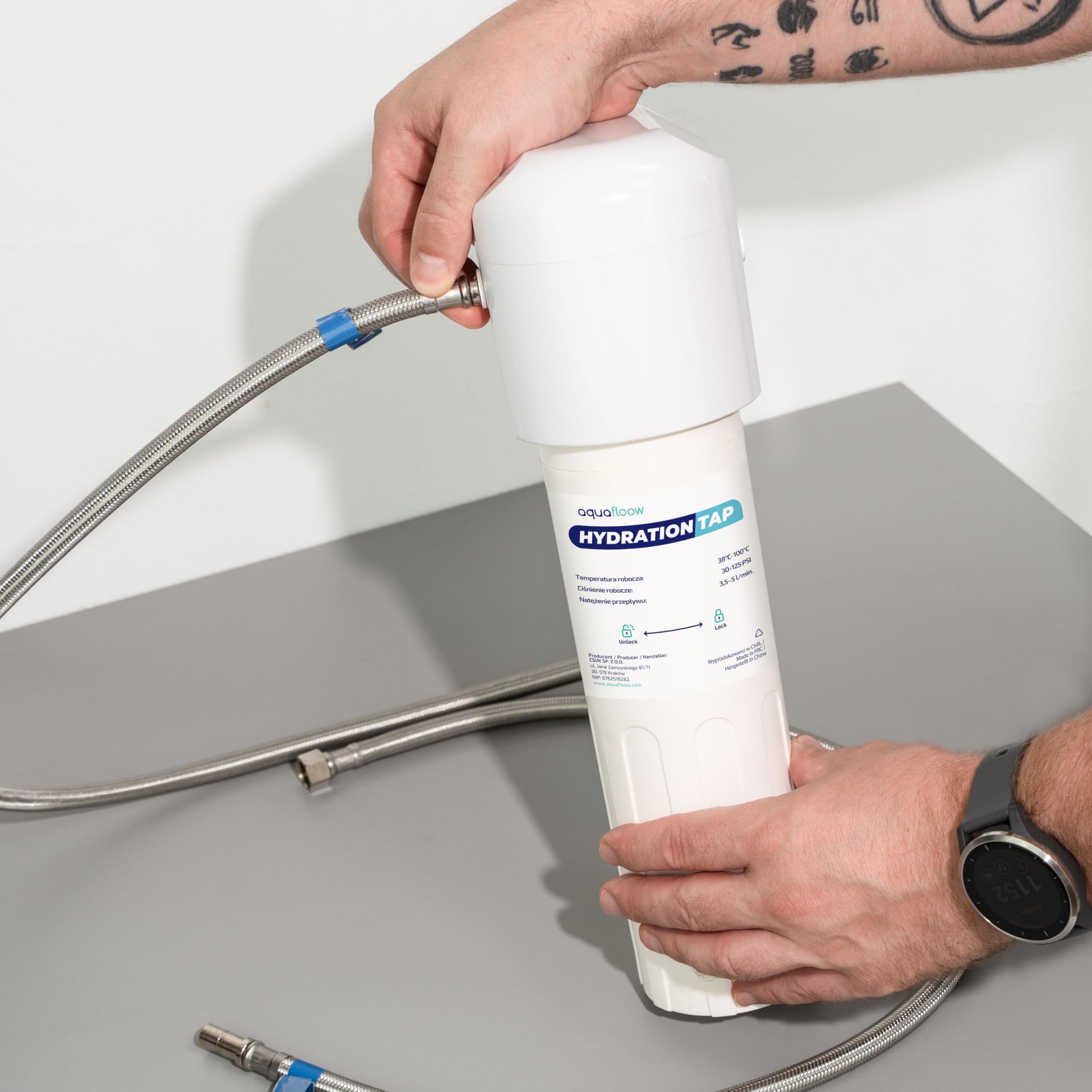 Aquafloow sistema de filtrado de agua debajo del fregadero, filtro de agua reductor de cloro, carbón activado, conexión directa al grifo de la cocina, alta eficiencia de 30.000 litros o 6-12 meses