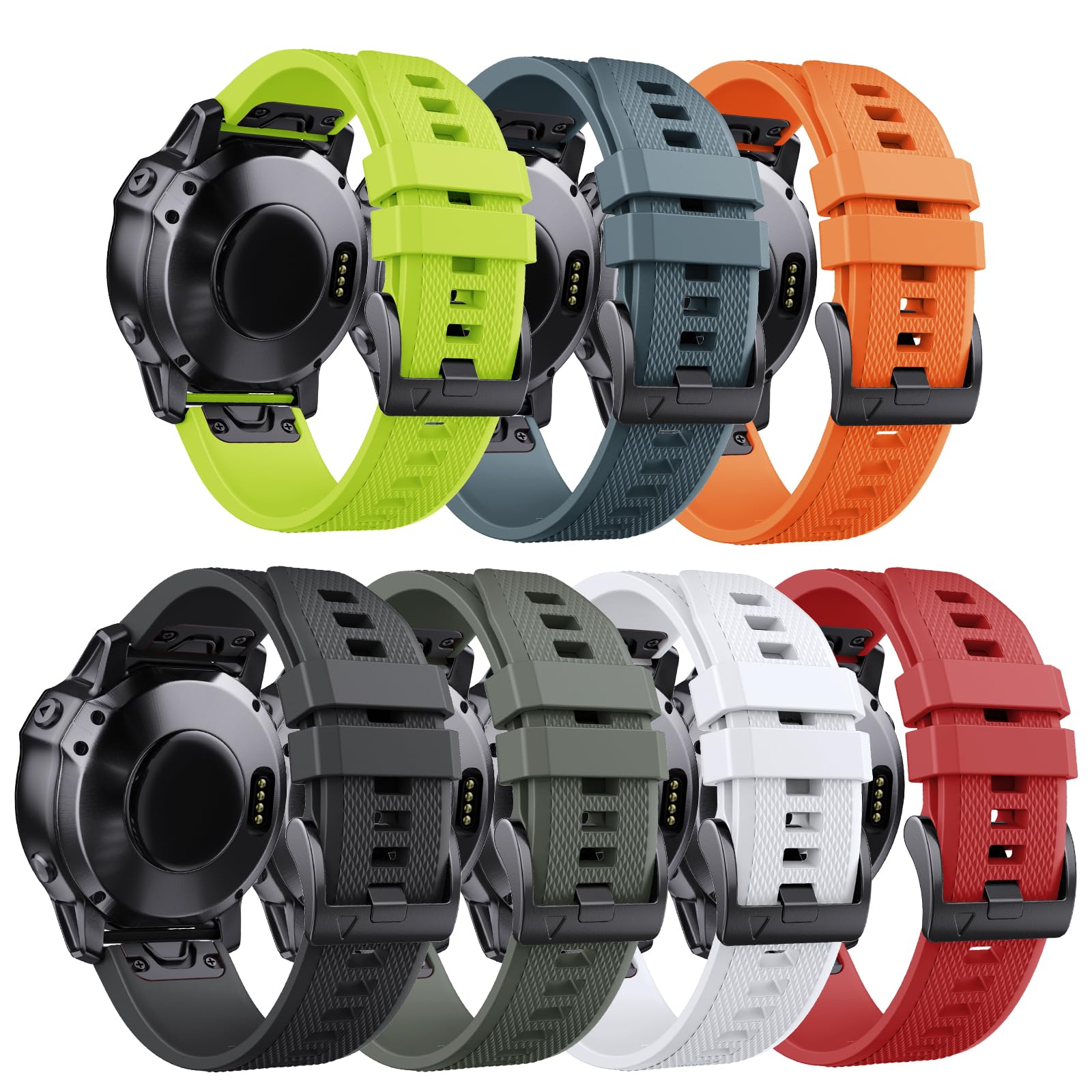 NotoCity Cinturino per Garmin Fenix 3/Fenix 3 HR/5X/Fenix 5X Plus/Fenix 6X/Fenix 6X PRO, 26mm Cinturino di Ricambio in Silicone, Braccialetto Quick-Fit (Z-7PCS)