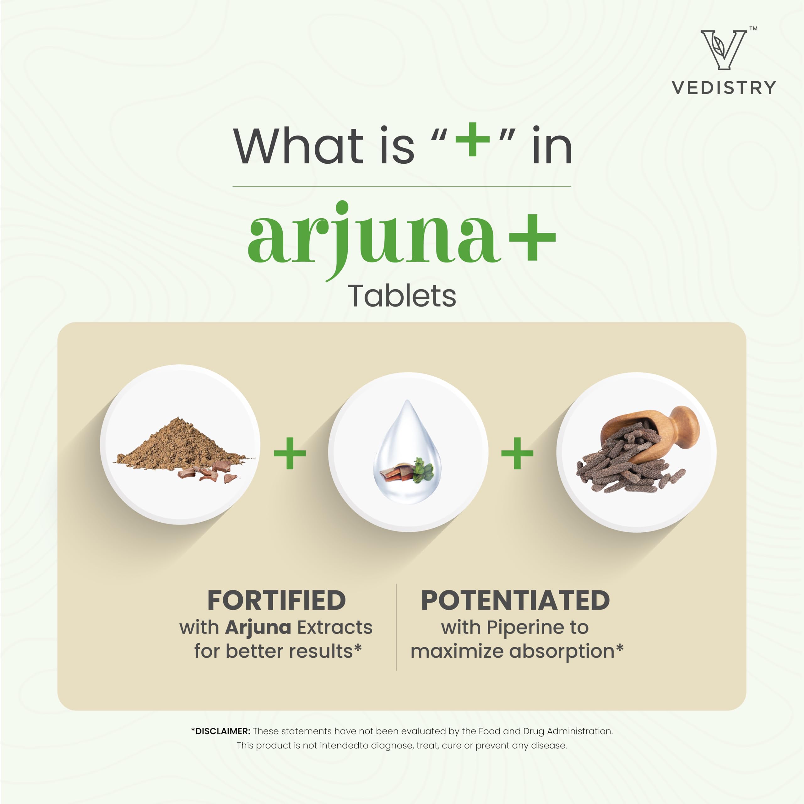 Vedistry Arjuna Bark Extract Supplement | 1100mg Arjuna Tablets with Long Pepper for Heart Health & Blood Pressure Support | Organic & Vegan Herbal Cardiovascular Supplement | 60 Arjuna Tablets — Amazon image 4
