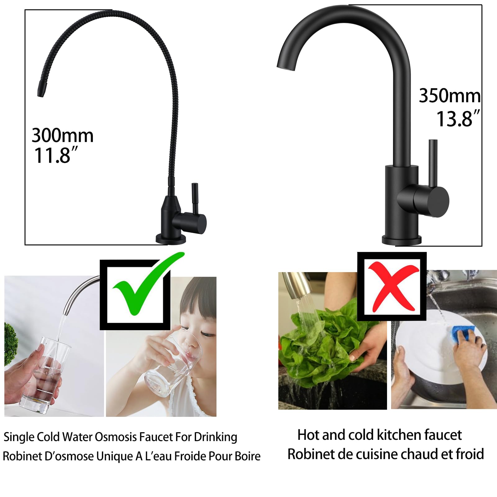 Robinet Osmoseur Eau Froide Uniquement Robinet d'eau Osmoseur 1 Voie Noir