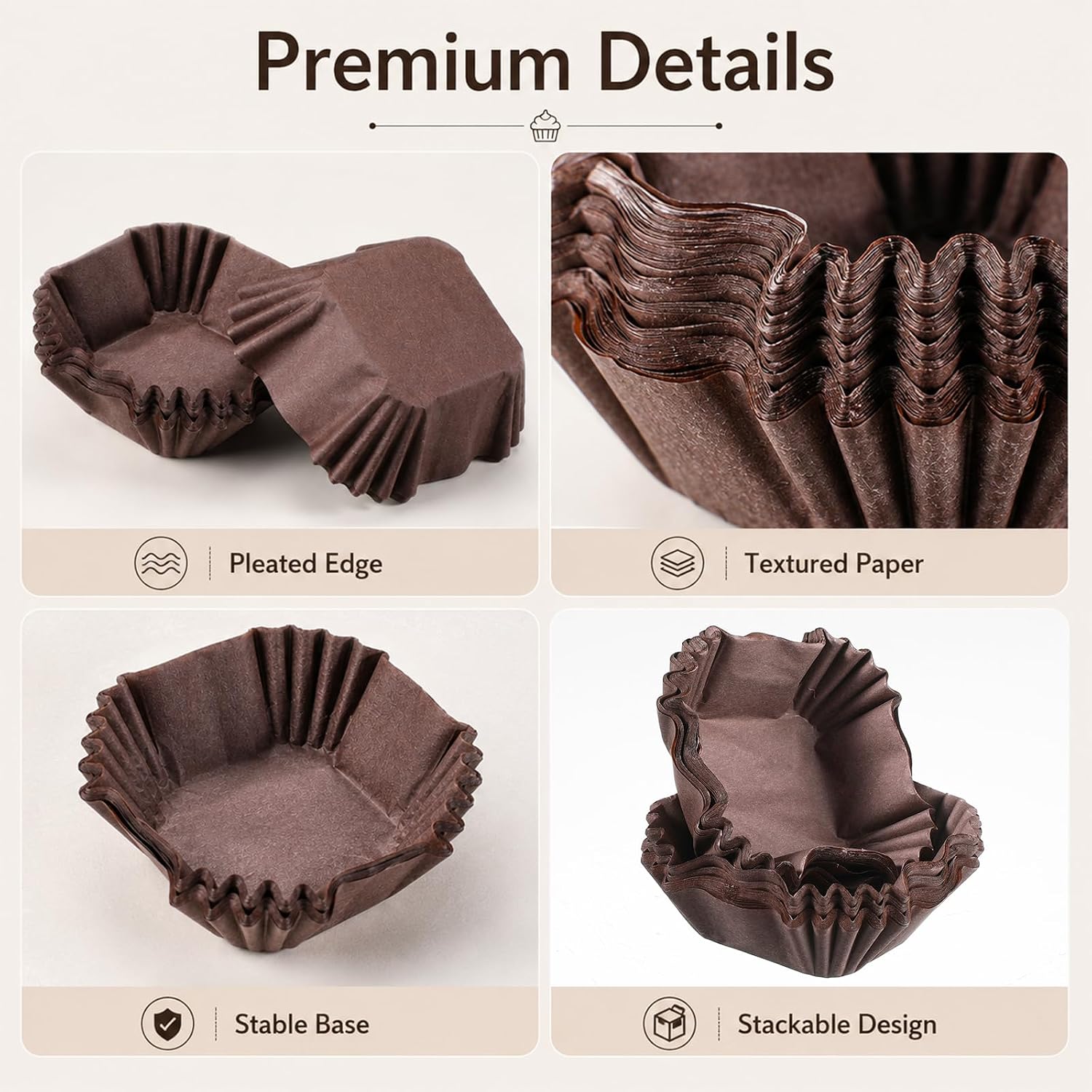 Cupcake Papers Square Cupcake Liners Baking Cups Wrappers, 100Pcs