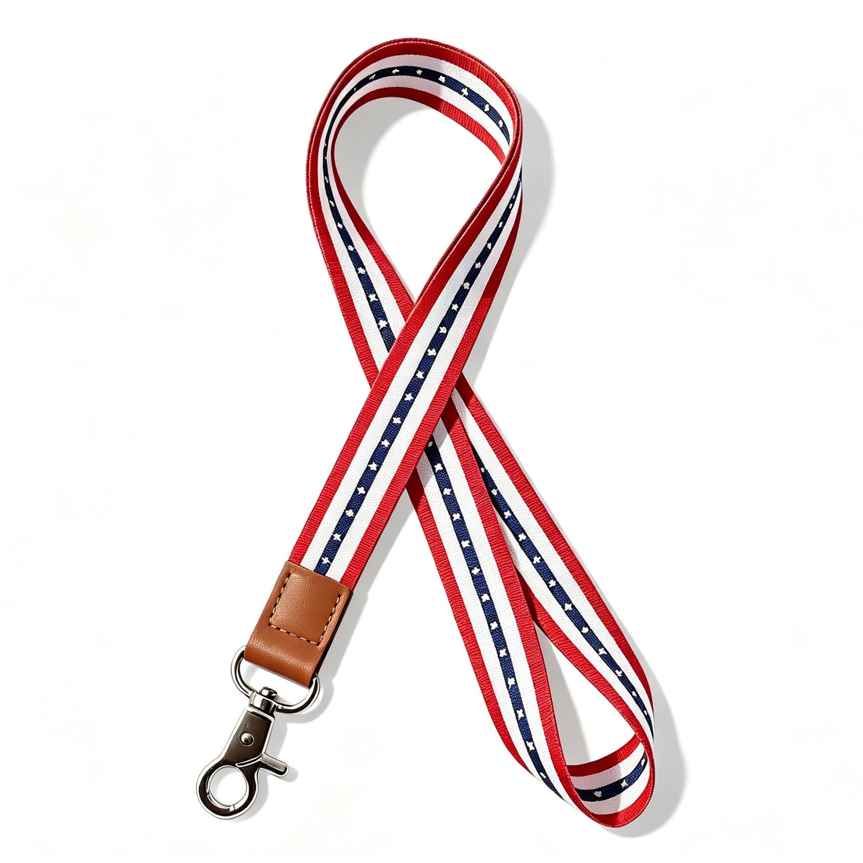 Lanyard for Keys and ID Badges, Neck Lanyard with Metal Clasp, Polyester Lanyard with Leather Accent
