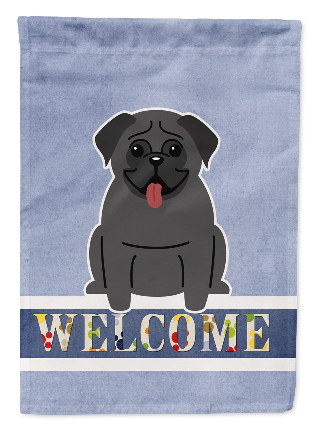 Drapeau de jardin carlin noir bienvenue petit format multicolore extérieur