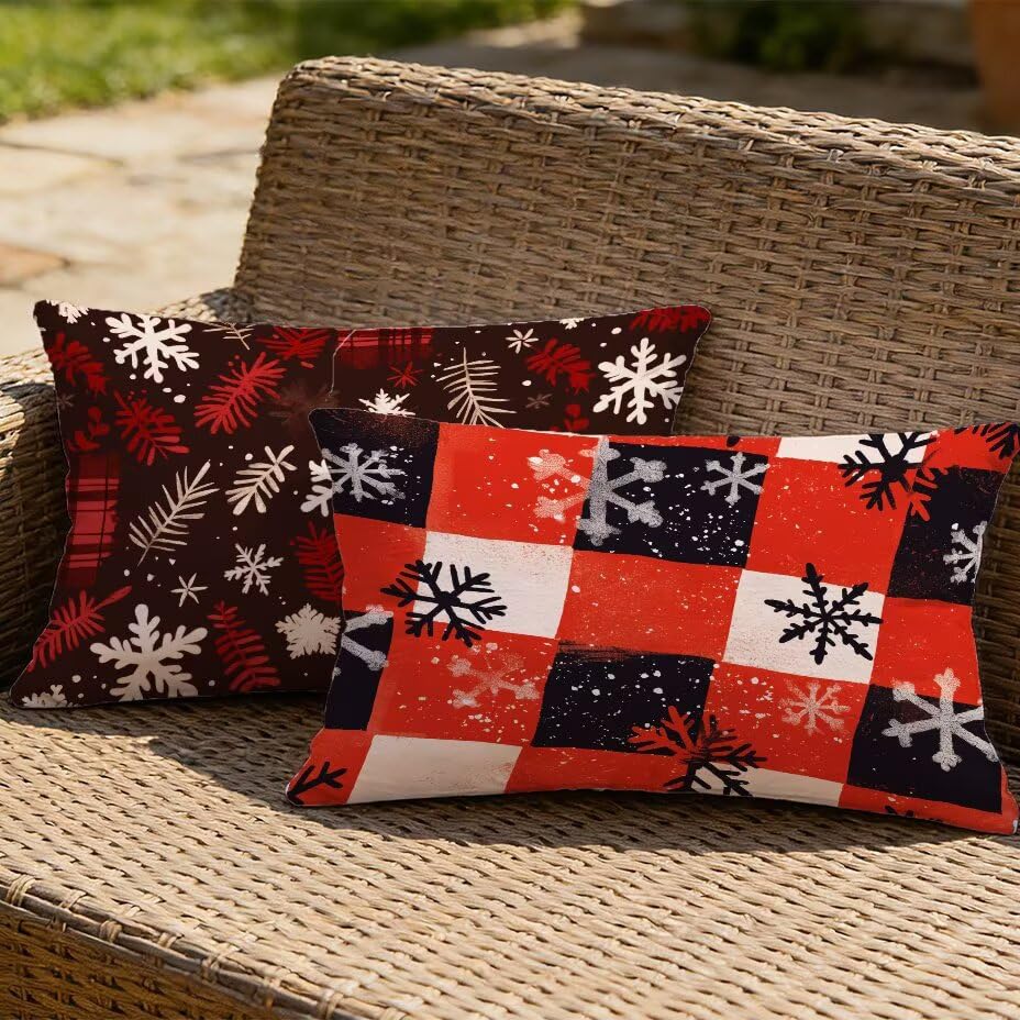 2 Housses de coussin de jardin 40x70 cm rouge imperméable