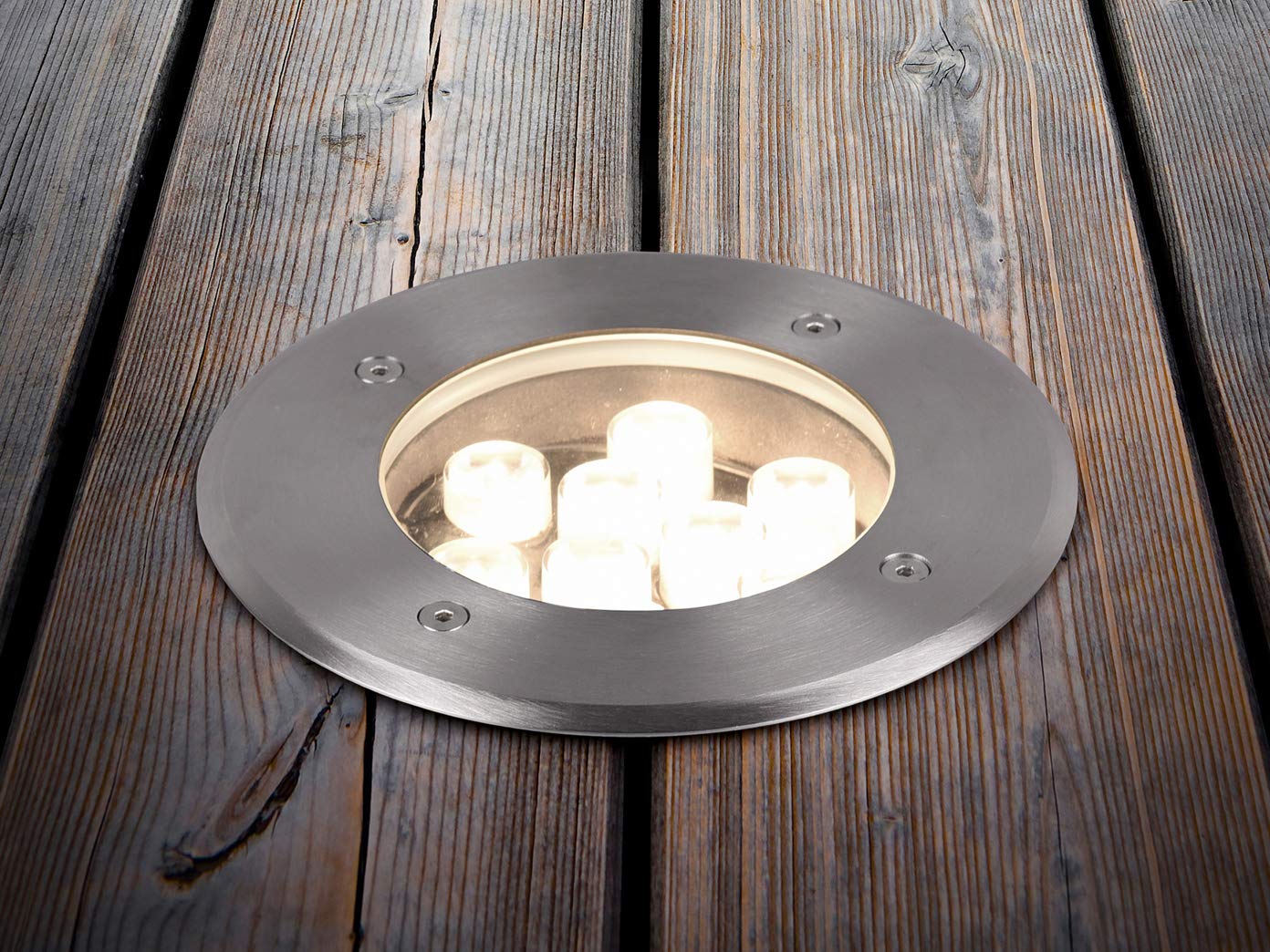 meineWunschleuchte Set di 2 faretti rotondi da incasso a terra in acciaio inox, diametro 16 cm, classe di protezione IP65