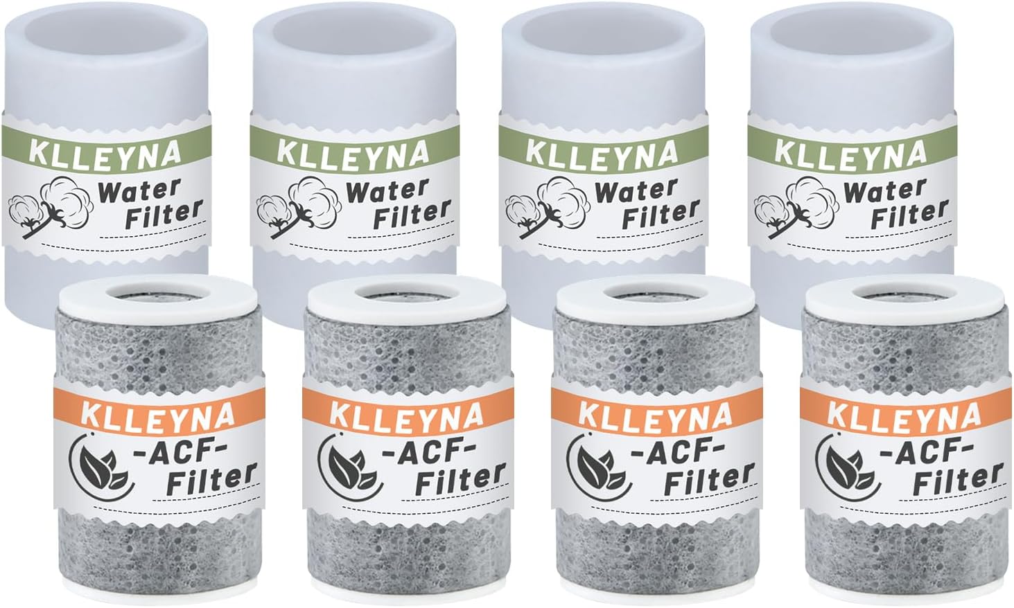 Water Filter Replacements for Klleyna Filtered Faucet Extender Aerator(B0BXL7VV86), 4 pcs Carbon Fiber purifier + 4 pcs High Density White Filters