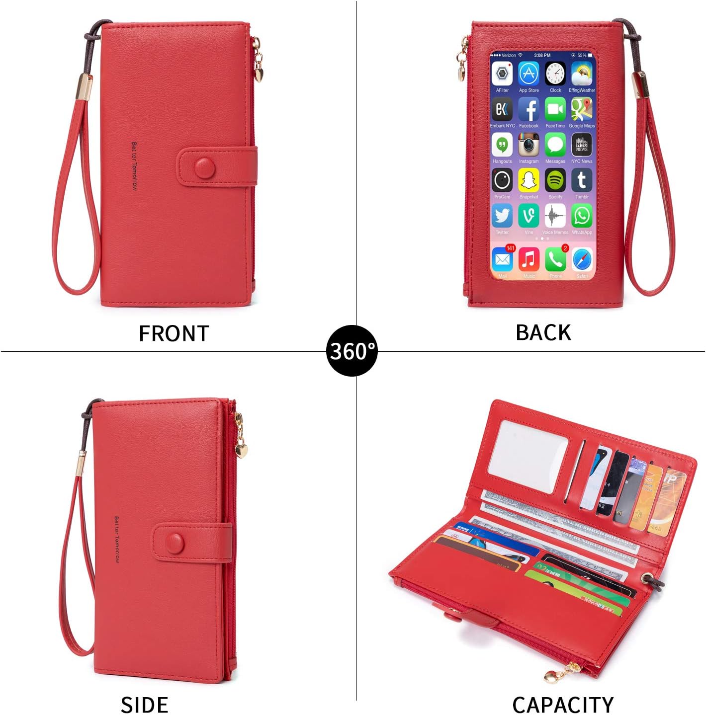 myfriday Touch Screen Crossbody Phone Purse for Women, Rfid Blocking Small Cellphone Shoulder Purse with 2 Adjustable Strap - Image 3