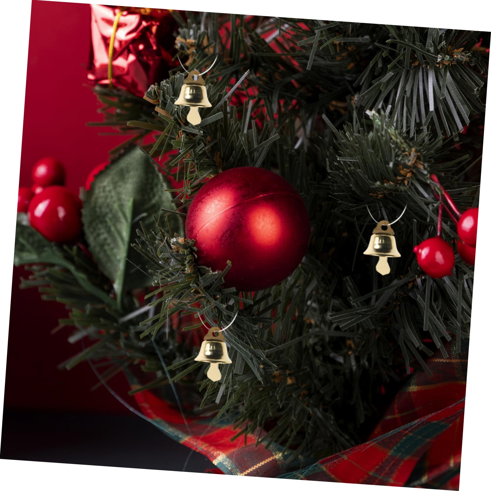 IMIKEYA 120pezzi Mini Campana Pendente di Natale Ornamento Campana Fai da Te per Albero di Natale Accessori per Carillon Vento Oro