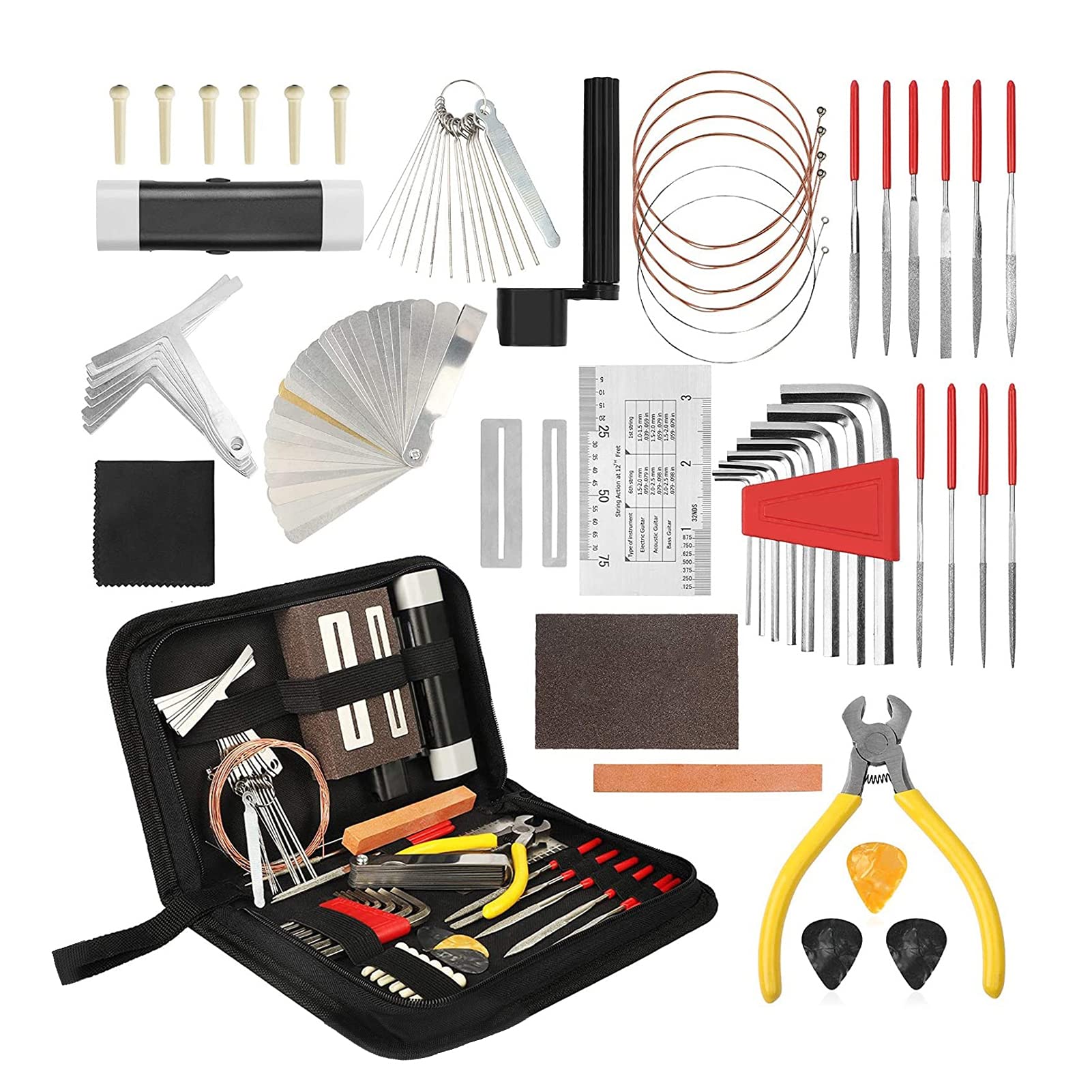 Kit Strumenti Riparazione Chitarra, Avvolgitore Corda Ponte Pulegge Chiavi Manutenzione Strumenti Musicali