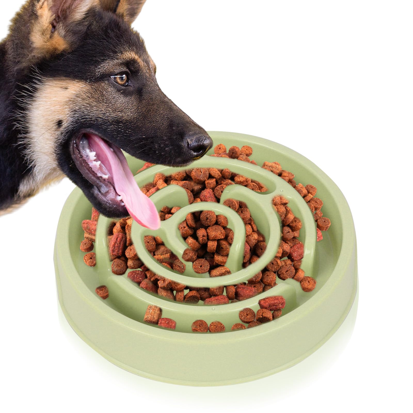 Sueving Slow Feeder Dog Bowl, Pink Slow Feeding Dog Bowl, Non-slip Pet Feeding Bowls for Small Medium Dogs Cats (Light Green)