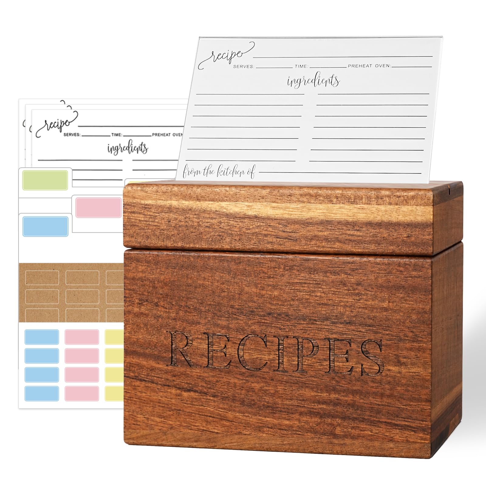 Boîte à recettes avec 100 cartes et 12 intercalaires pour comptoir MOBYKE