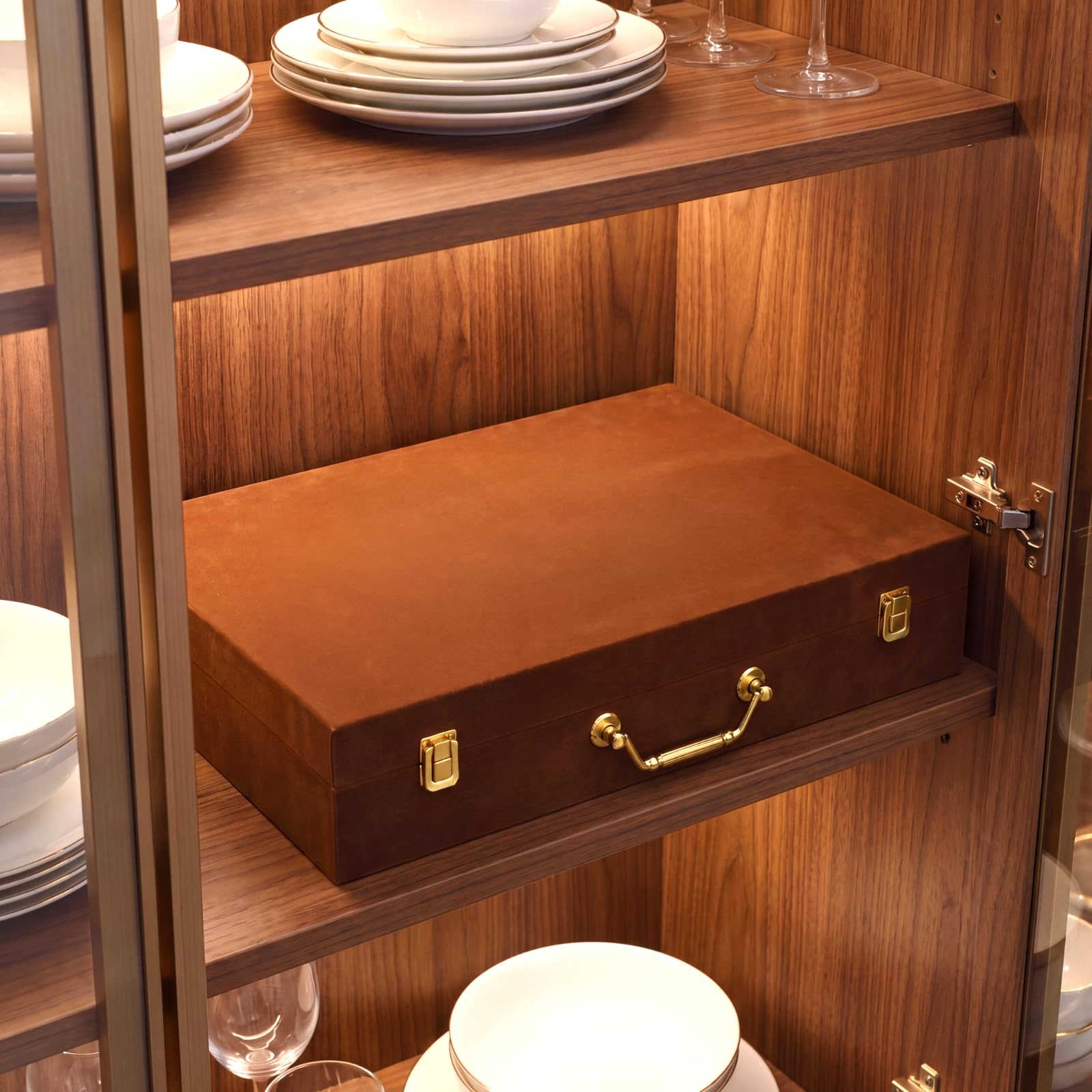 Pickmesh Besteck-Aufbewahrungsbox mit Deckel, Kaffee, 1 Schicht