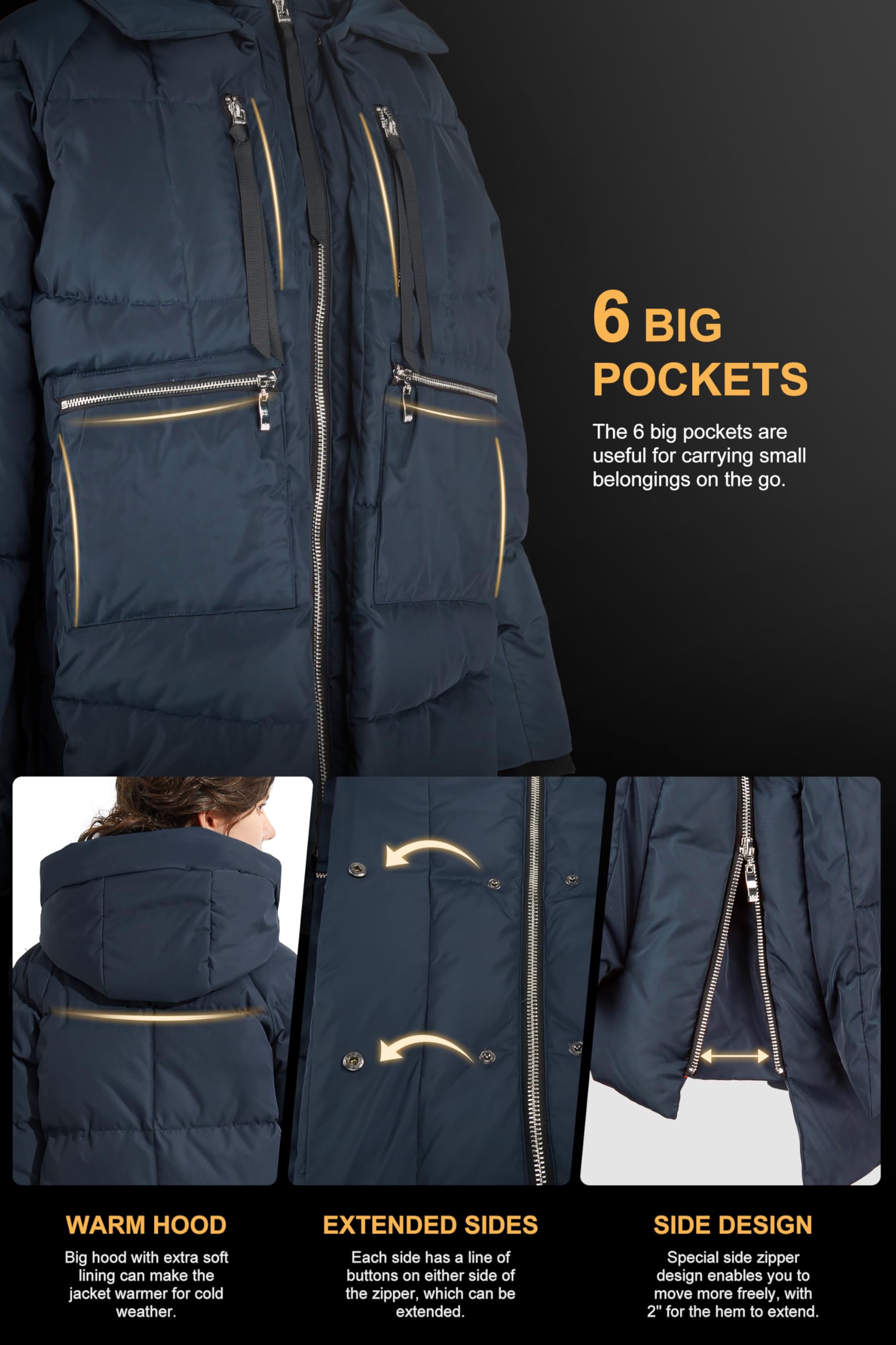 OROLAY Donna Piumino Ispessito Giacca Cappotto Invernale con Cappuccio Piumino Medio Puffer