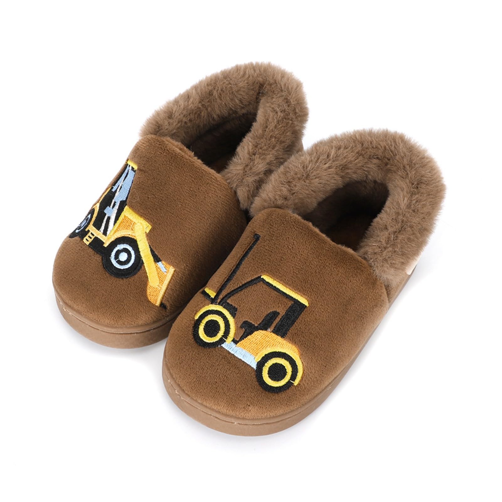 LACOFIA Chaussons antidérapantes d'hiver pour garçons Pantoufles de Maison Chaudes en Peluche Enfant