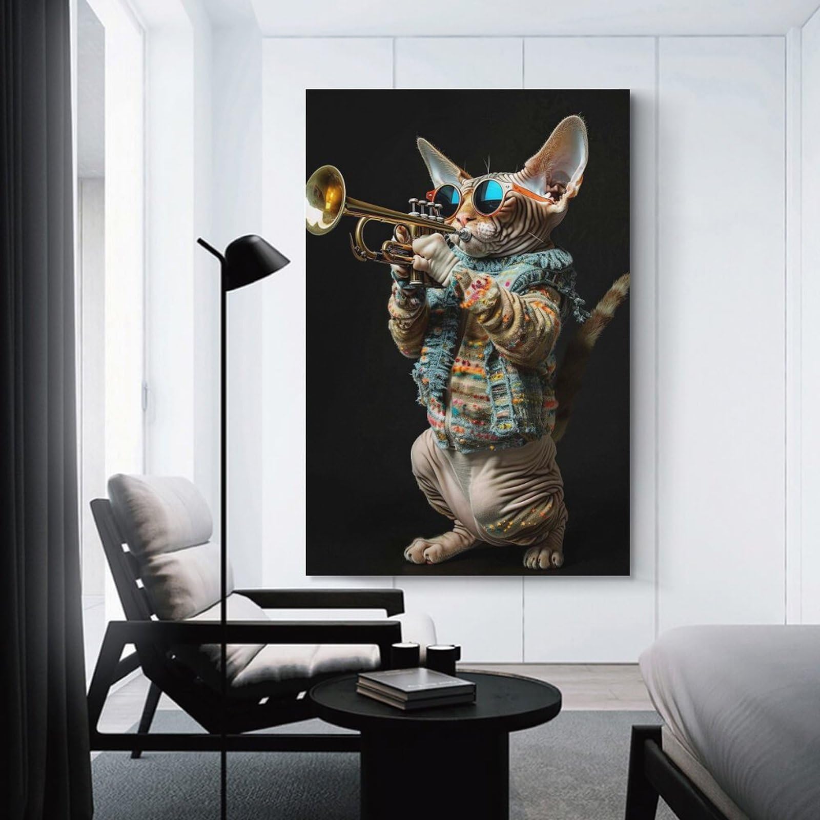Junmoney Canvas Wall Art Devon Rex Trumpet, 20x30inch(50x75cm), for Living Room, Lounge Or Sitting Room, Canvas Styling for A Polished Room Look