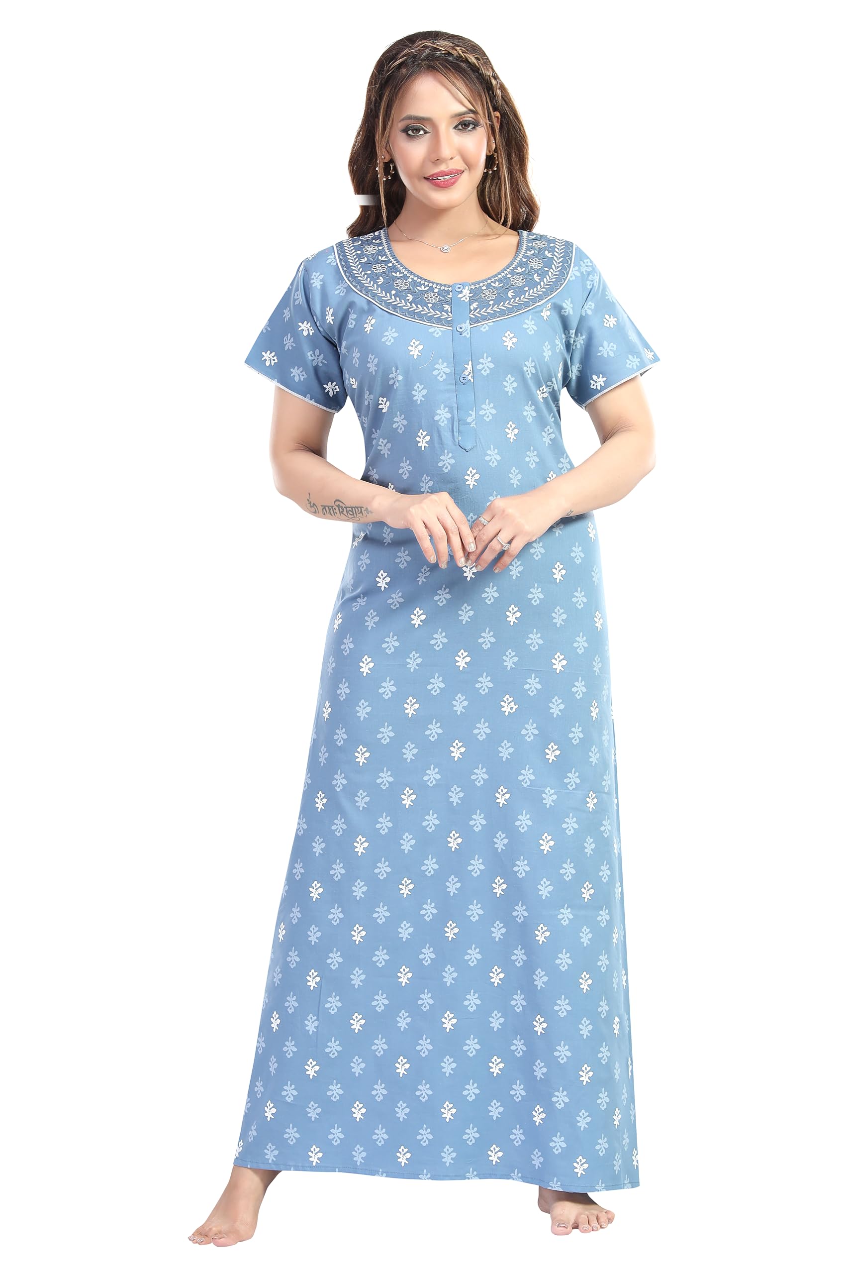 Women 's Printed Pure Cotton Nighty (110)