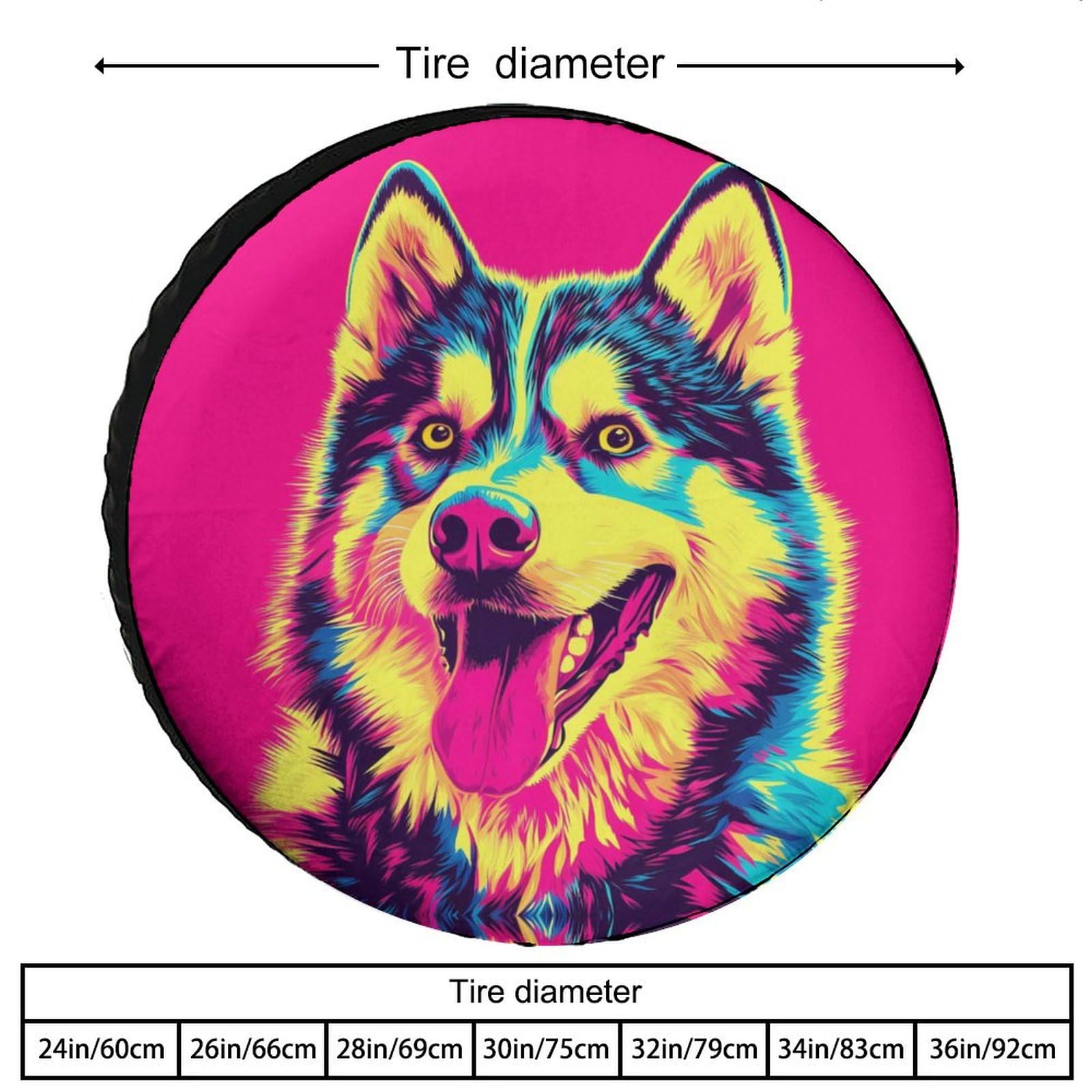 Colorful Husky Dog Art Spare Tire Cover Oxford Waterproof Wheel Protectors Universal Car Accessories 26inch