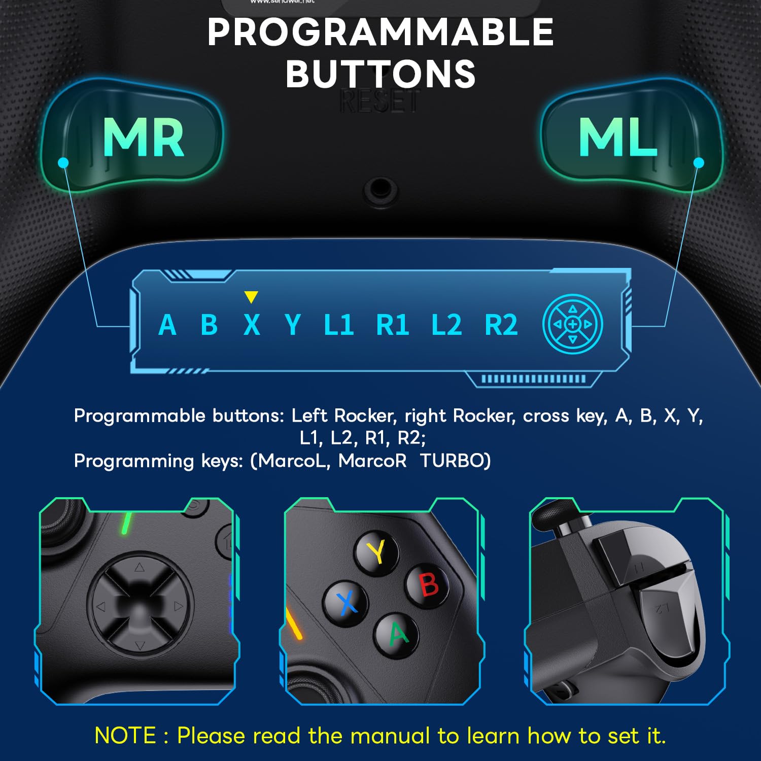 Sehawei Controller Wireless per Xbox One,Xbox One S|X,Xbox Series/Steam/PC | 2,4 GHz gamepad ,plug and play ,con funzioni Turbo e Macro