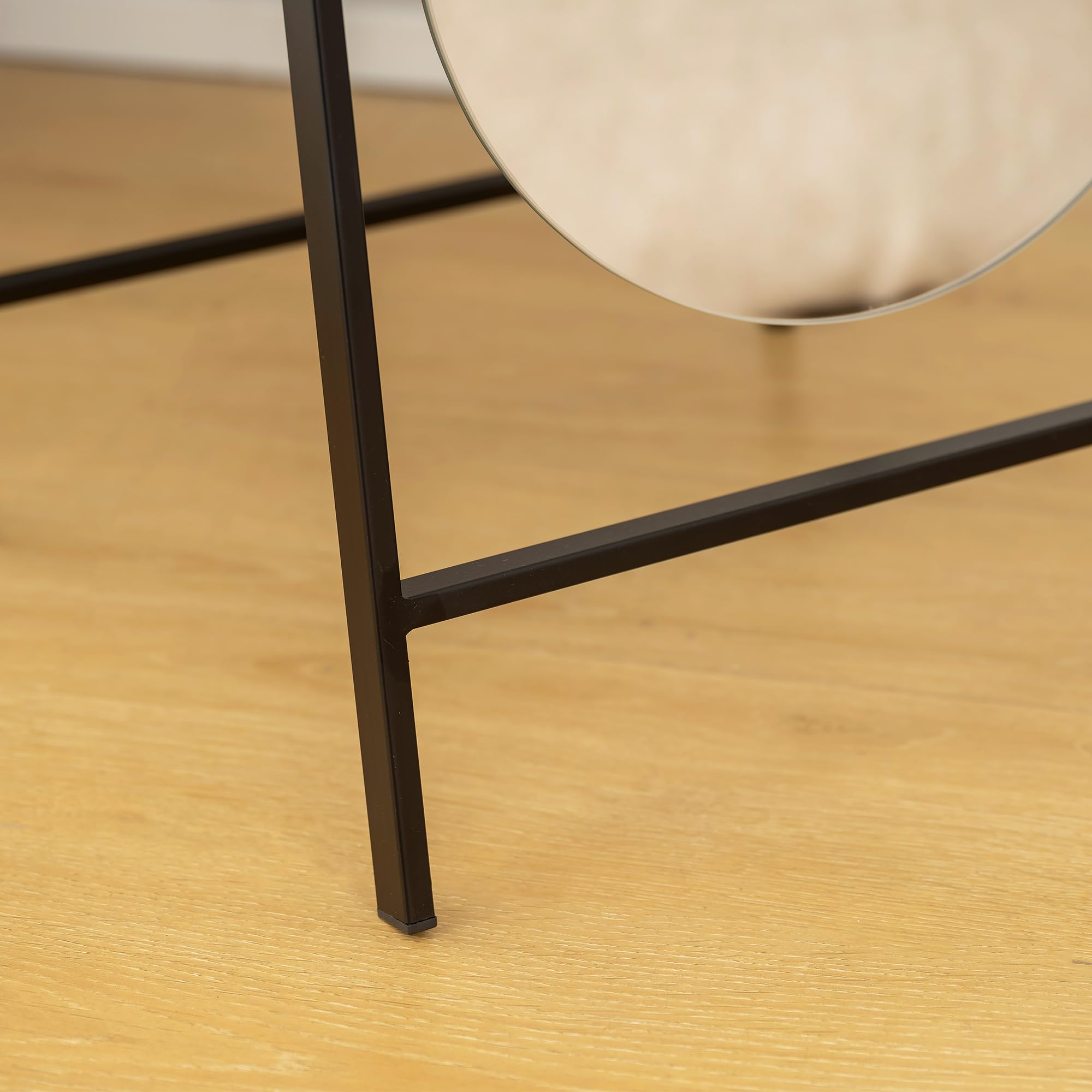 HOMCOM Espejo de Cuerpo Entero Arqueado 160x40 cm Espejo de Pie Negro | Apoyado en la Pared, sin Marco, Soporte de Metal, para Salón, Dormitorio, Vestidor y Entrada