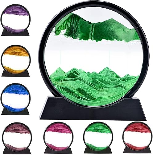 Miniatura 10 de rysnwsu Arte de arena dinámica 3D con movimiento líquido, imagen artística de arena en movimiento, imagen redonda de vidrio 3D de mar profundo