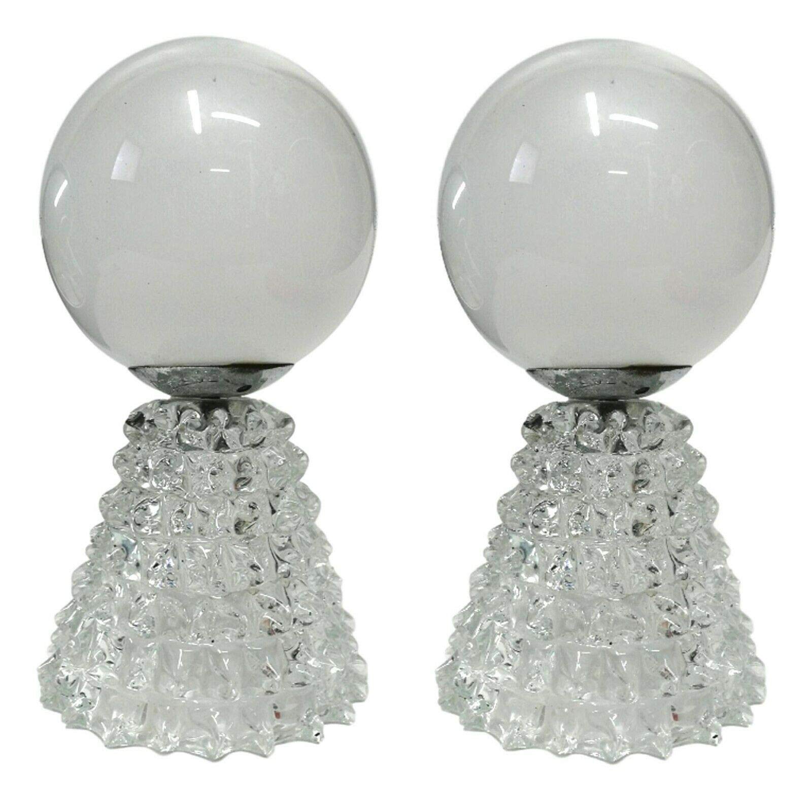Generico Coppia di Grandi lampade in Vetro rostrato Produzione barovier & toso Anni 40 Design Vintage modernariato