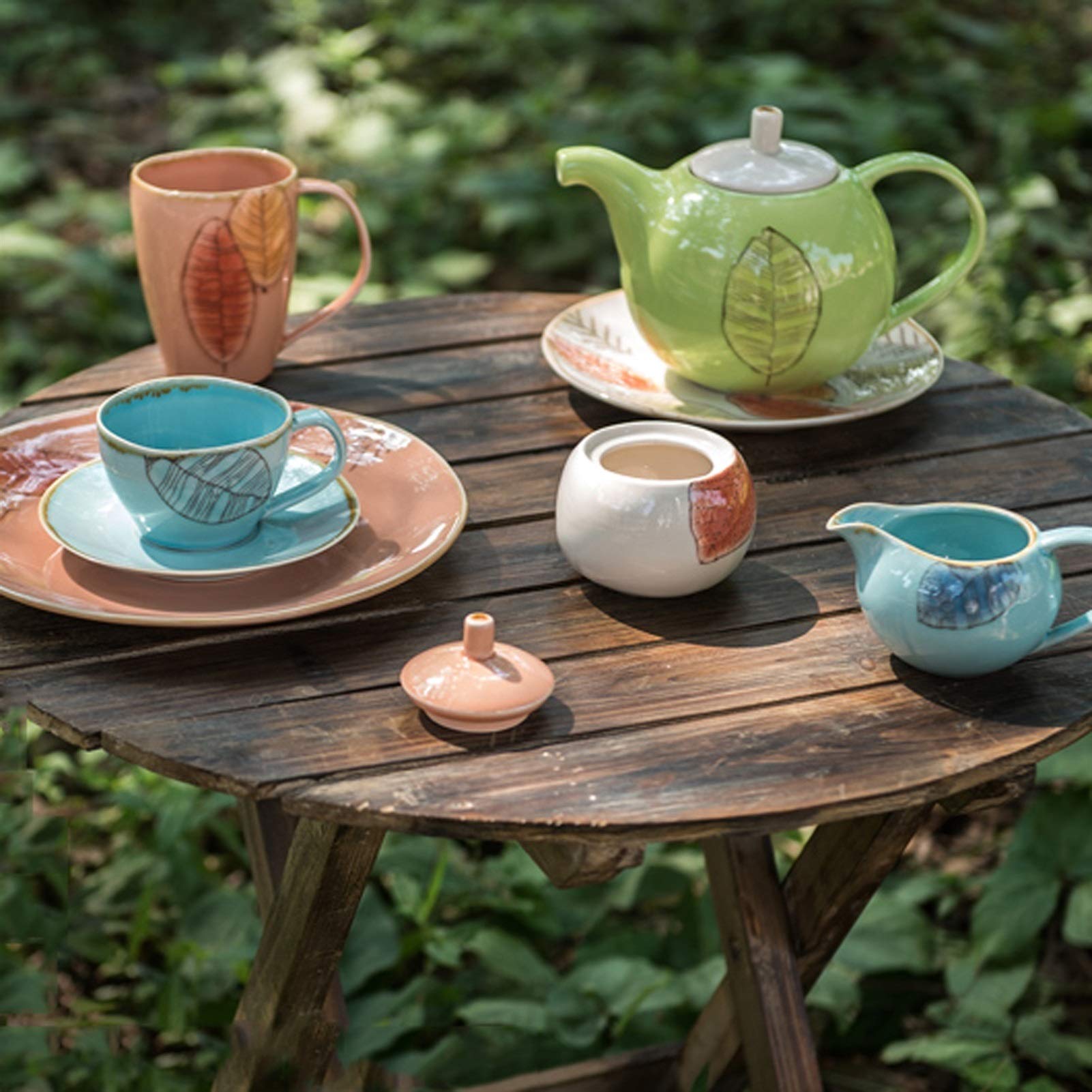 TBLOTYD Sugar Bowl Creative Sugar Bowl with Lid Coffee Cube Sugar Bowl Ceramic Seasoning Pot Storage Pot Hand-Painted Ceramic Sugar Bowl