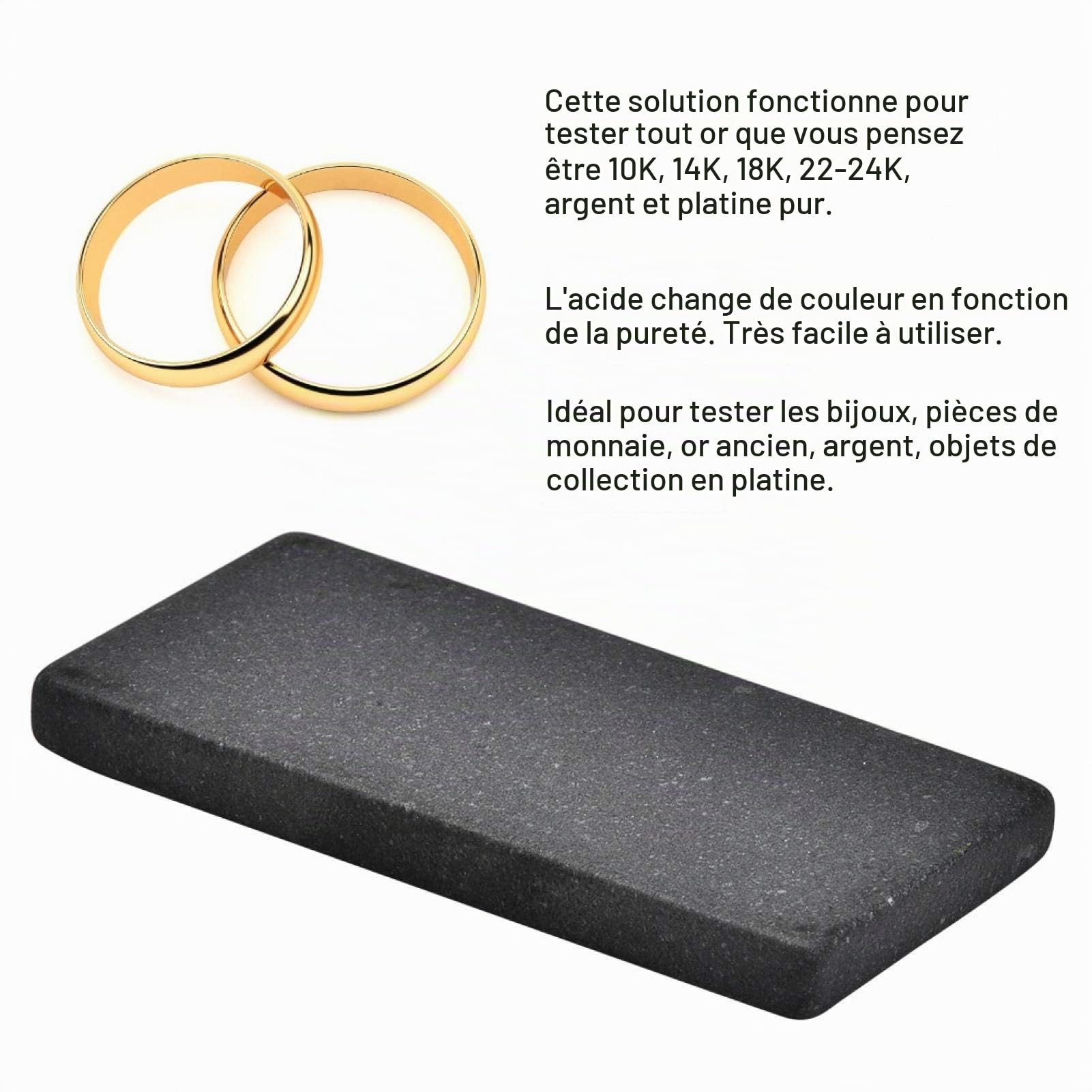 AMONIDA Pierre de détection d'or, Pierre de Touche d'outil de Test d'or pour l'or Antique pour l'argent pour Tester Les Bijoux pour Les pièces de Monnaie(S)
