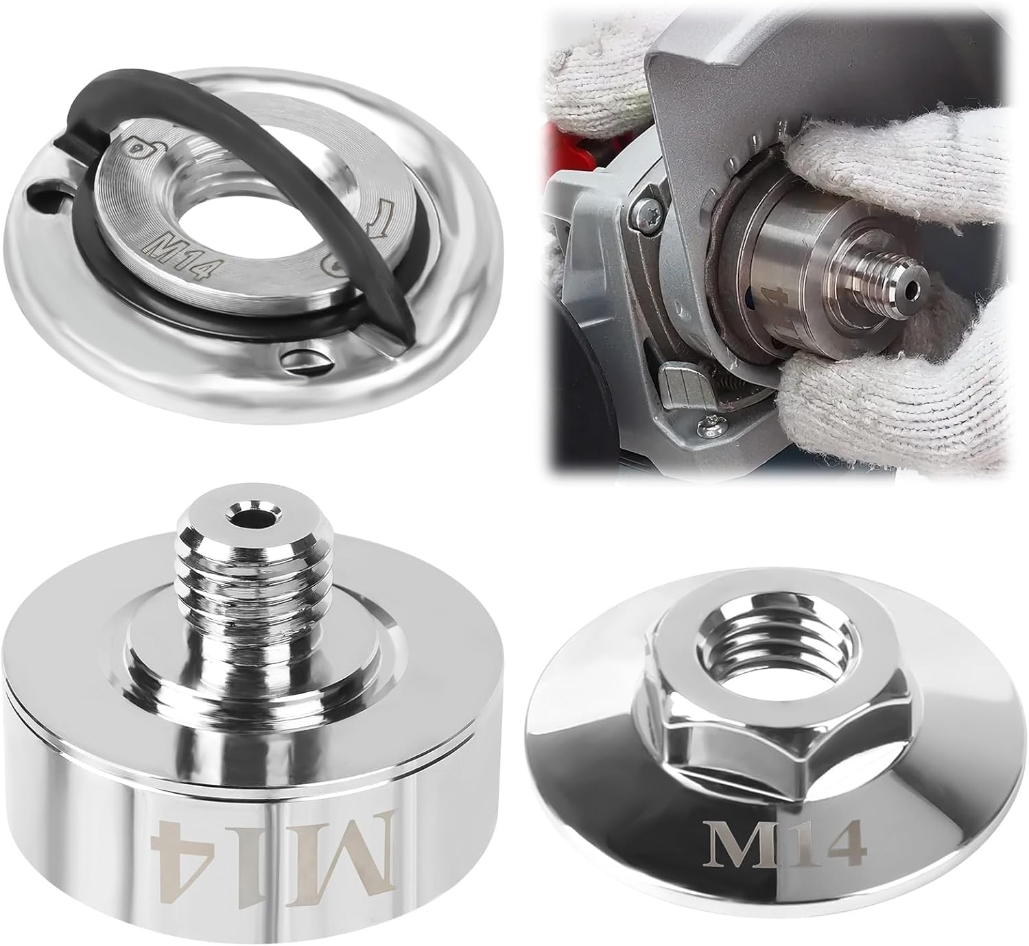 Adaptador X-LOCK a M14, compatible con discos de corte XLOCK para amoladora angular, tuerca de brida para amoladora angular, tuerca de sujeción rápida para amoladora angular