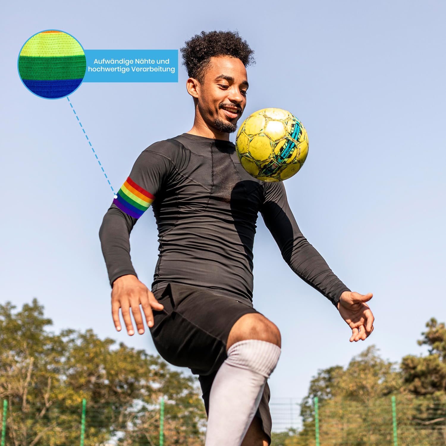 Regenbogen-Armbinde mit Klettverschluss individuell anpassbar | Rainbow Armband Kapitänsbinde Captain Spielführerbinde