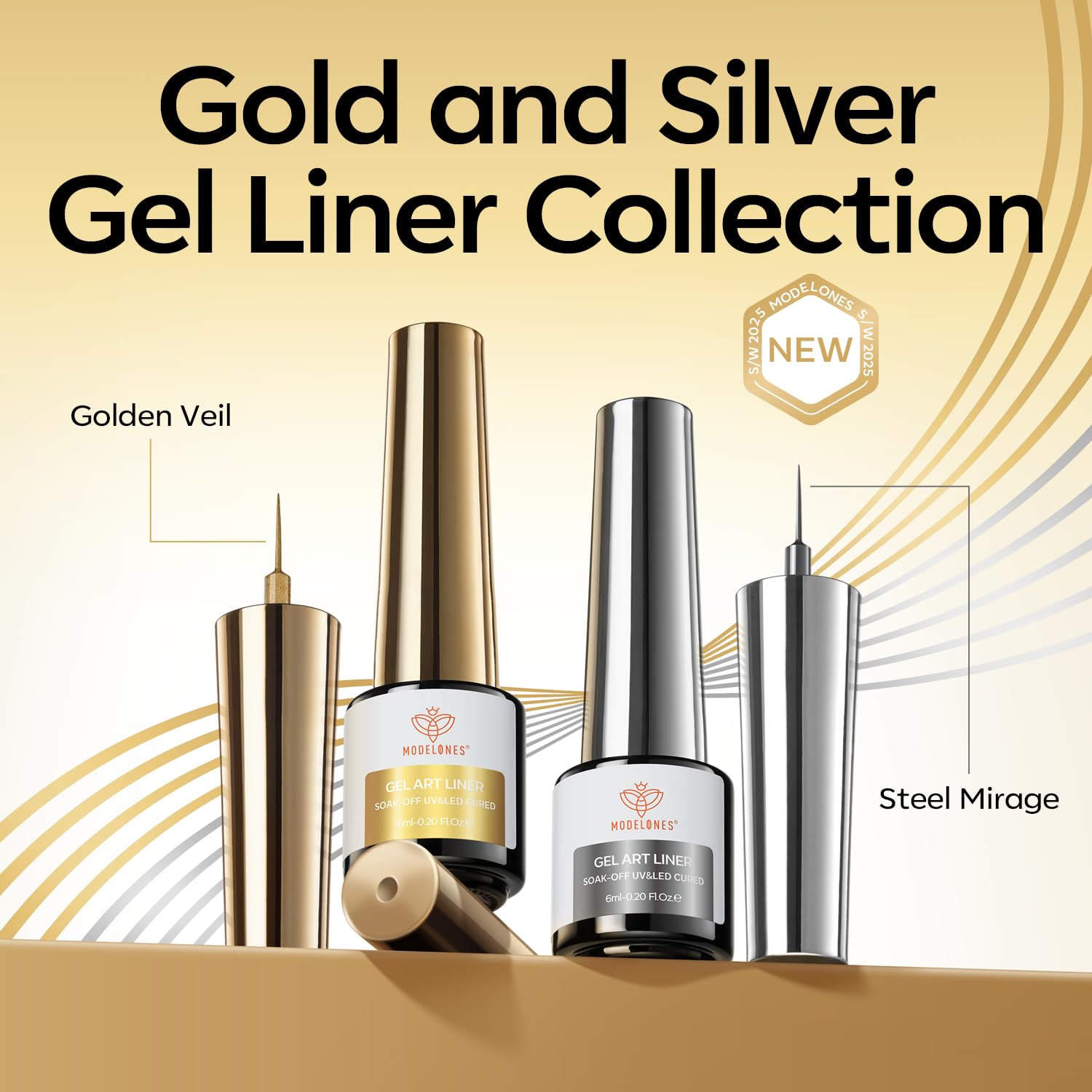 Modelones Chrome Nail Liner - Gold & Silver -7 Modelones Chrome Nail Liner - Gold & Silver -7