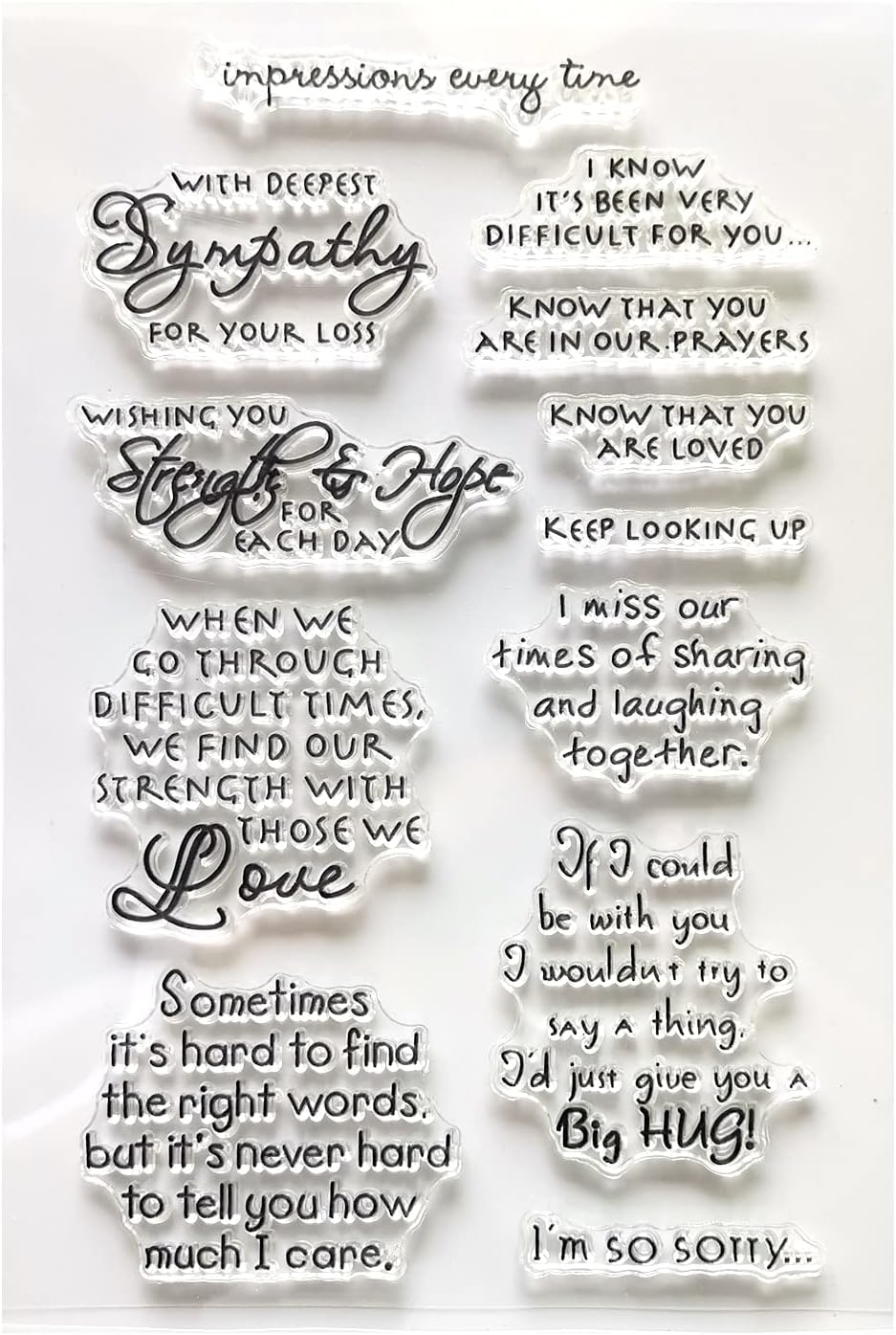 Words Letters Clear Stamps for Card Making - Blessing Sympathy Comfort Missing Sentiment Rubber Stamp for DIY Scrapbooking, Album Decoration, Paper Craft