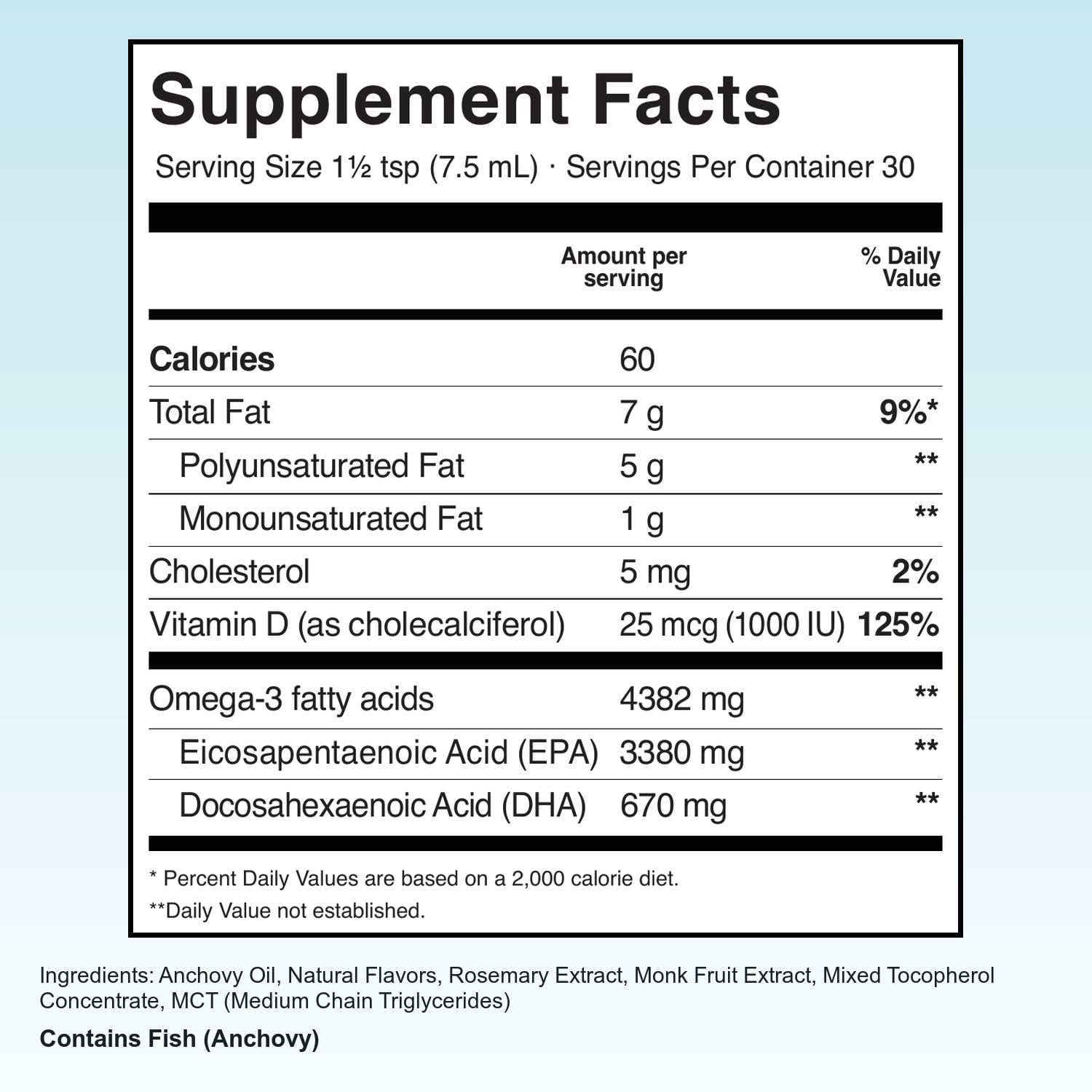 5X Ultimate Strength Liquid Fish Oil Supplements, Wild Caught Omega 3 Fish Oil Liquid, High EPA & DHA Omega3 Fatty Acids, Omega 3 Supplement with Vitamin D, 7.60floz, Orange Flavor — Amazon image 2