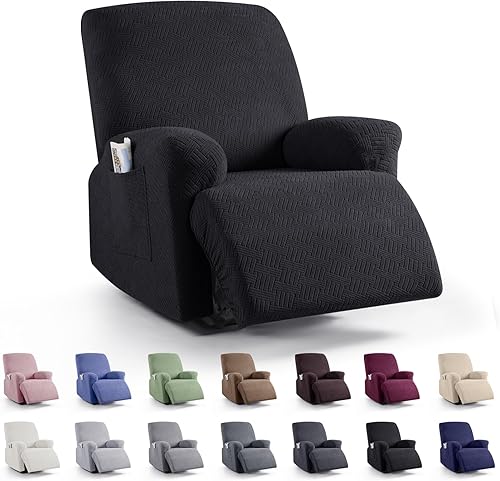 KinCam Fundas para sillas reclinables, fundas elásticas para sillas reclinables, fundas de sofá, fundas de sofá jacquard a rayas, fundas protectoras